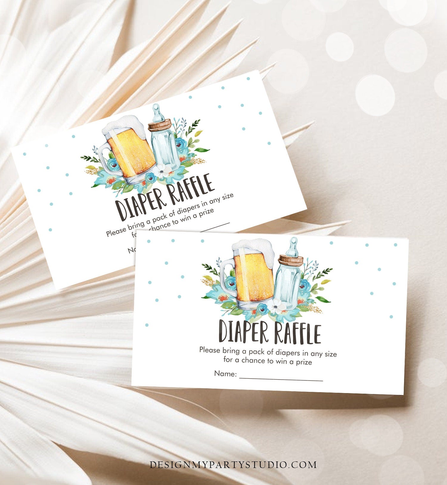 Editable Diaper Raffle Ticket Diaper Game Card Baby is Brewing Baby Shower Boy Insert Beers Bottles Download Template Corjl PRINTABLE 0190