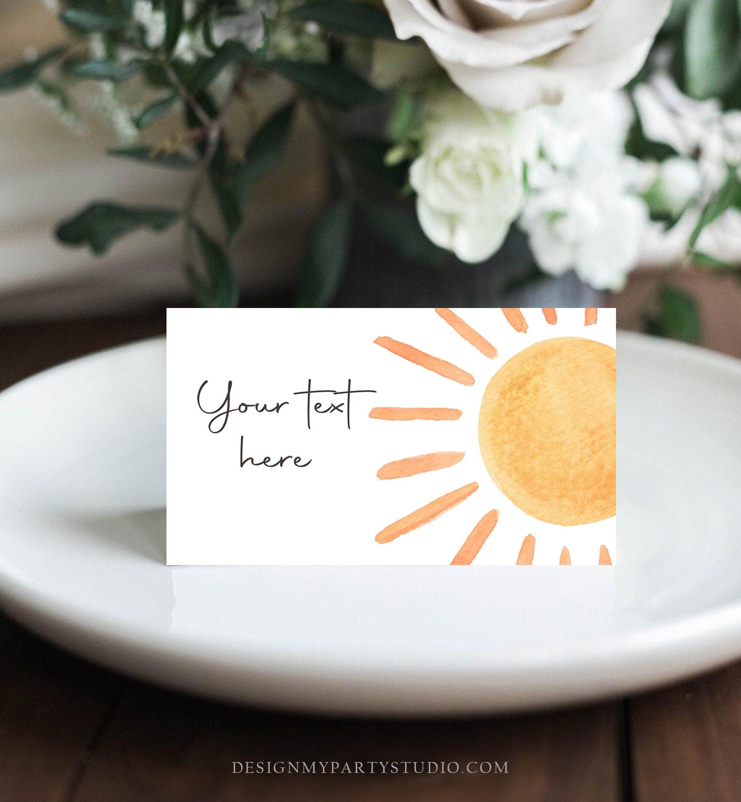 Editable Food Labels Sun Birthday Boho Sun Food Labels Place Card Tent Card 1st Trip Around the Sun 1st Sunshine Template Corjl 0431