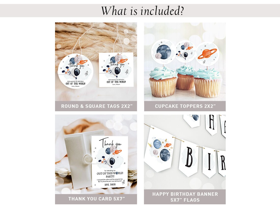 Space Birthday Invitation Bundle Space Party First Trip Around the Sun Galaxy Boy Astronaut Blast Digital Download Template Printable 0366