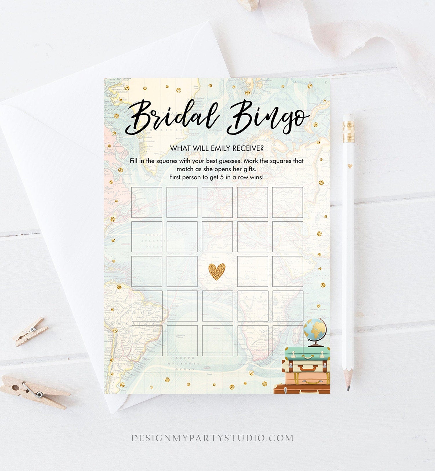 Editable Bridal Bingo Baby Shower Game Card Travel Adventure Journey Sprinkle Couples Activity Digital Download Template Printable 0263