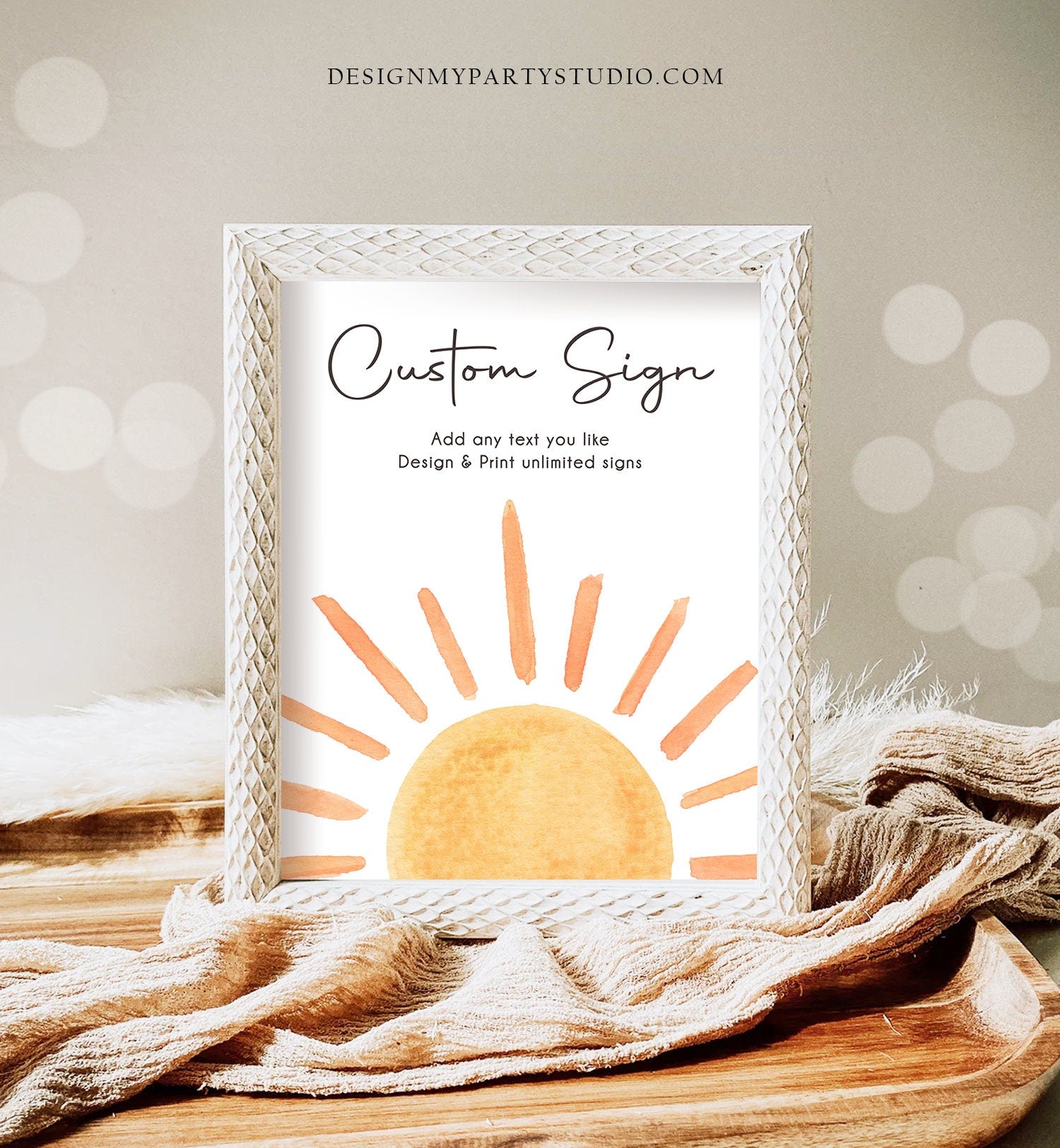 Editable Custom Sign Sun Sign Sun Birthday Decorations First Trip Around the Sun Party Sunshine Party Digital Template Printable 0431