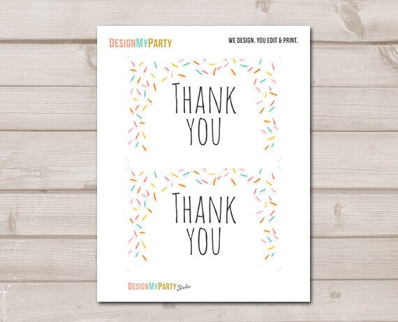 Baby Sprinkle Thank you Card Sprinkle Thank You Note 4x6" Baby Shower Rainbow Render Neutral Sprinkles PRINTABLE Instant Download 0216