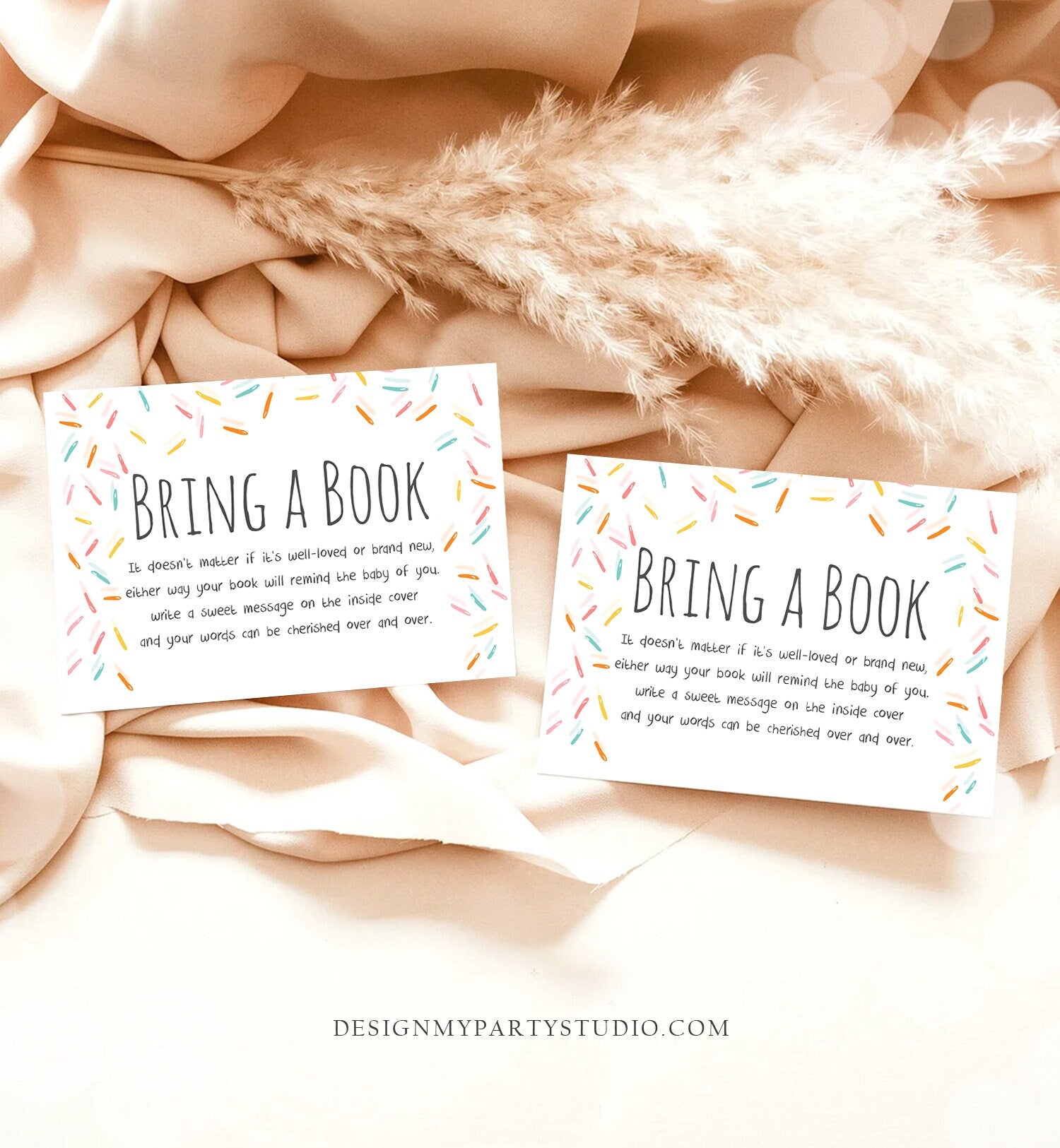 Editable Bring a Book Card Baby Sprinkle Book Insert Books for Baby Book Request Baby Shower Sprinkles Digital Template Printable 0216