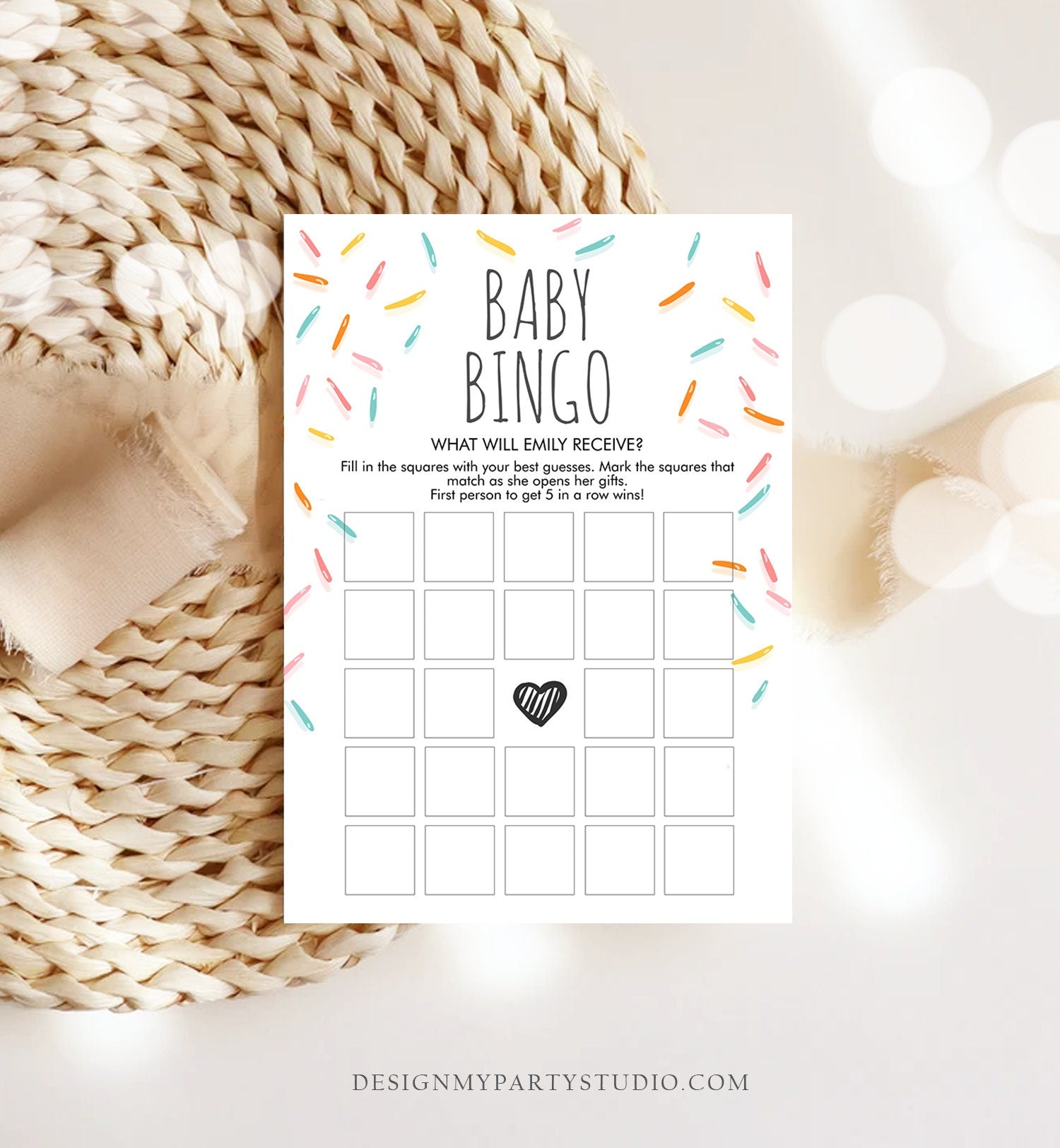 Editable Baby Bingo Game Baby Sprinkle Shower Game Baby Coed Sprinkles Activity Neutral Instant Download Corjl Template Printable 0216