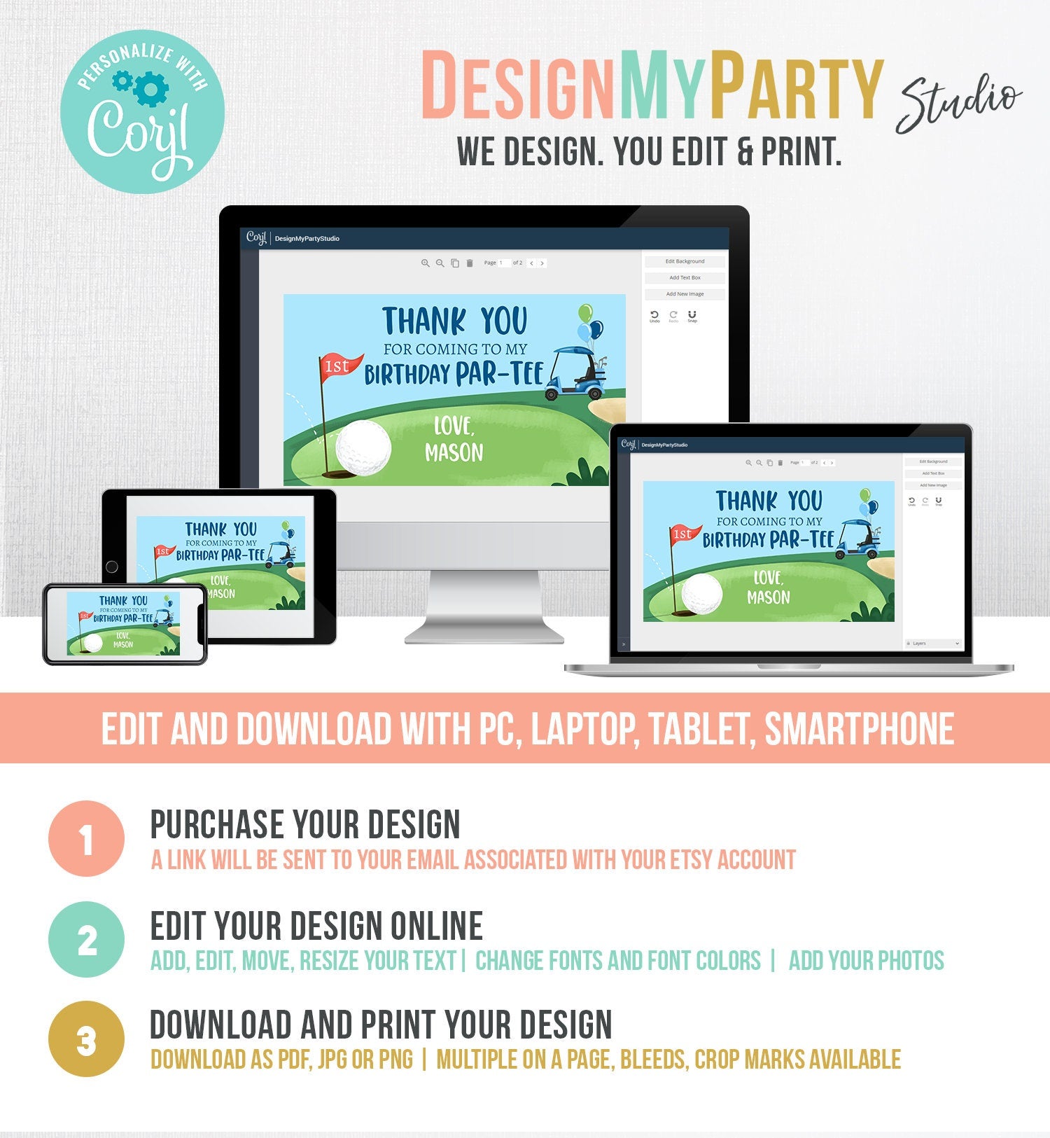 Editable Hole in One Gable Box Label Golf Boy Birthday Party Golf Gift Favor Par-tee Golfing 1st Digital Download Template Printable 0405