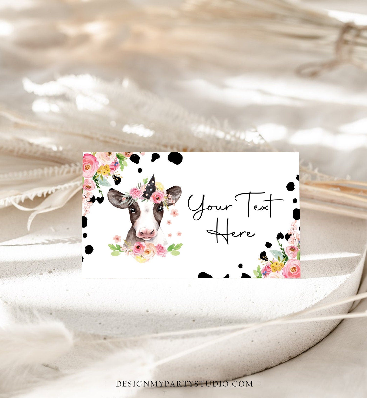 Editable Cow Food Labels Farm Birthday Food Cards Tent Card Girl Pink Farm Cow Buffet Label Tent Card Holy Cow Party Template Printable 0434