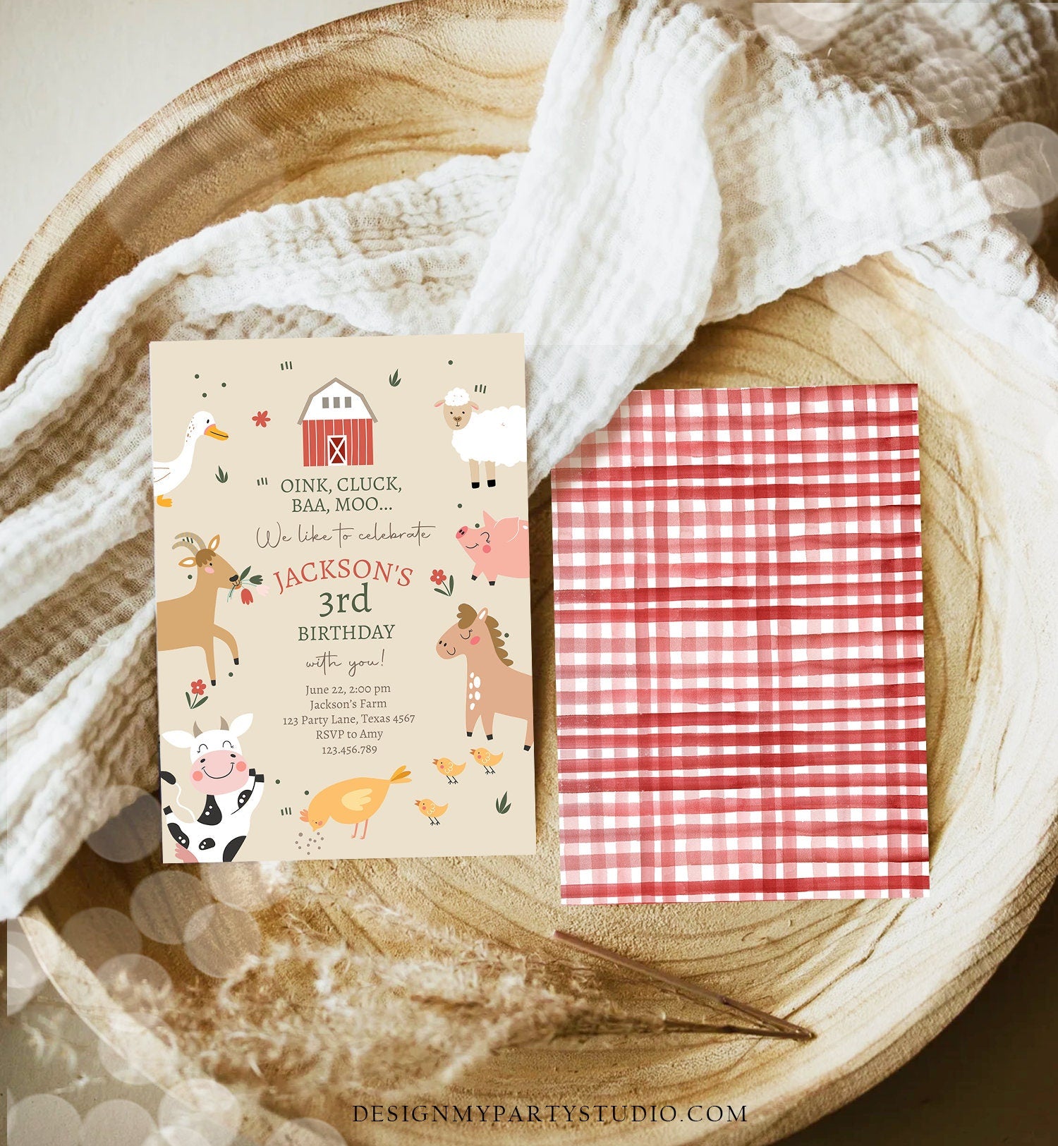 Editable Farm Animals Birthday Invitation Boy Farm Barnyard Birthday Party Animals Modern Farm Digital Download Template Printable 0436