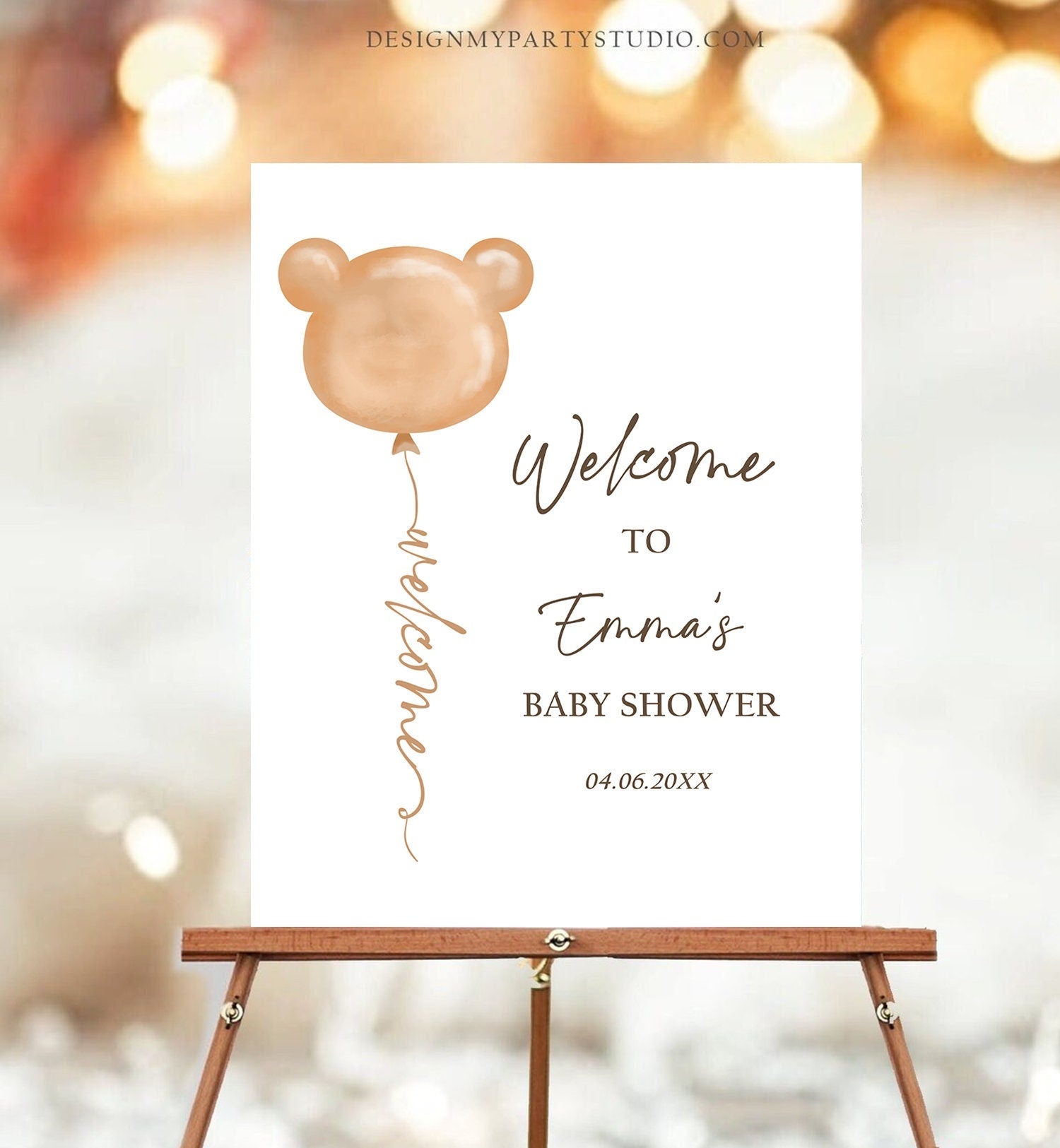Editable Bear Baby Shower Welcome Sign Boho Teddy Bear Shower Bearly Wait Baby Shower Gender Neutral Boho Digital Template Printable 0439