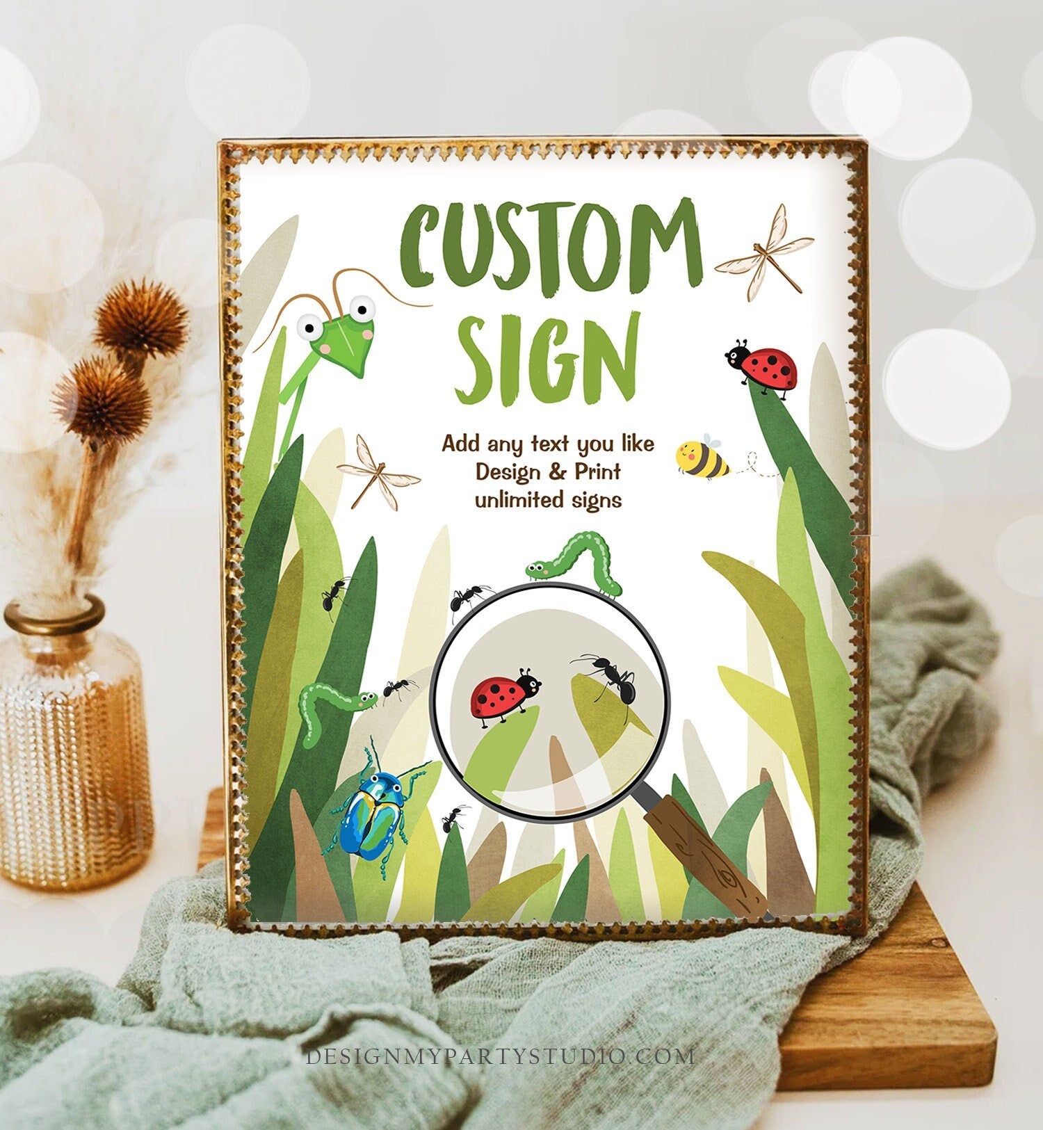 Editable Custom Sign Bug Birthday Sign Bugs Decor Bug Party Table Sign Bugging Out Decor Boy Digital Download Template Printable 0090