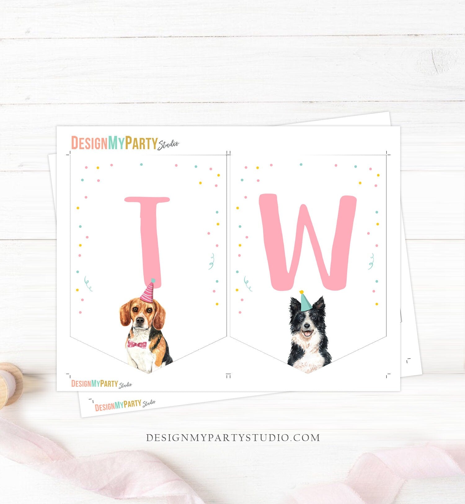 Puppy 2nd Birthday High Chair Banner Dog Birthday Party Puppy Birthday Girl TWO Banner Puppy Party Decor Dog Download PRINTABLE Digital 0384