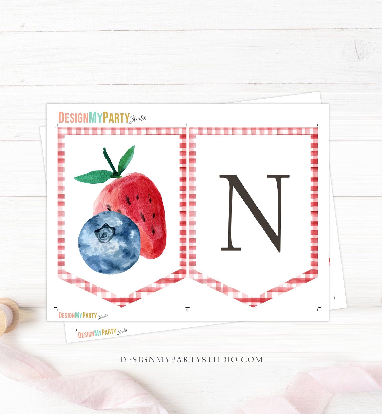 Strawberry Blueberry High Chair Banner Berry Sweet First Birthday 1st Berries Garland High Chair ONE Fruit Party Digital Printable 0399