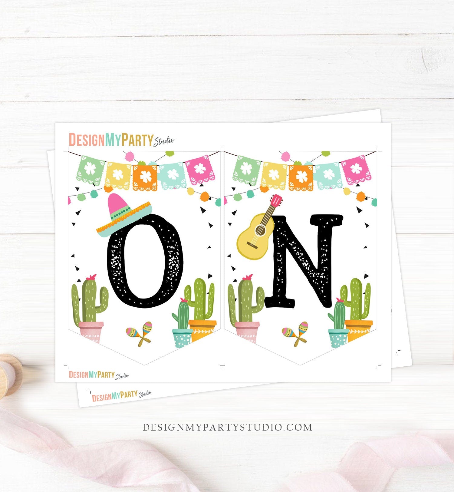 Fiesta High Chair Banner Fiesta 1st First Birthday Girl High Chair ONE Mexican Party Decor Cactus Instant Digital Download Printable 0161