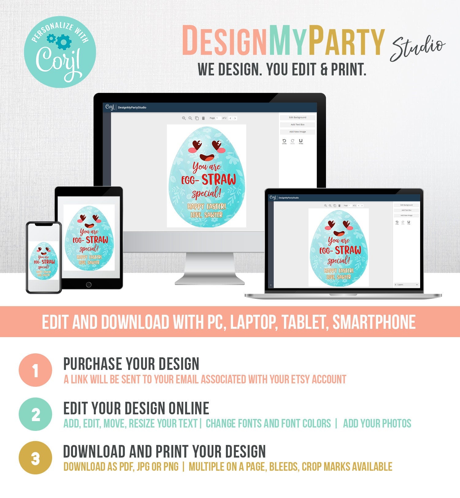 Editable Crazy Straw Tags Easter Tags You're Egg-Straw Special Easter Egg Cards for Kids School Personalized Tag Digital PRINTABLE 0449