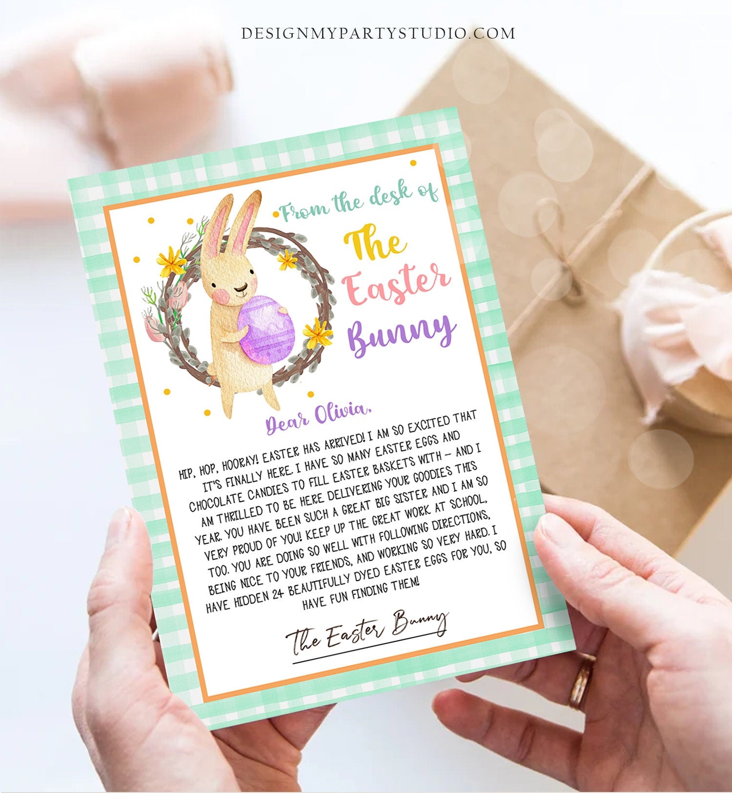 Editable Easter Bunny Letter Return Letter From The Desk Of Easter Letter Kids Easter Bunny Note Personalized Printable Template 0449