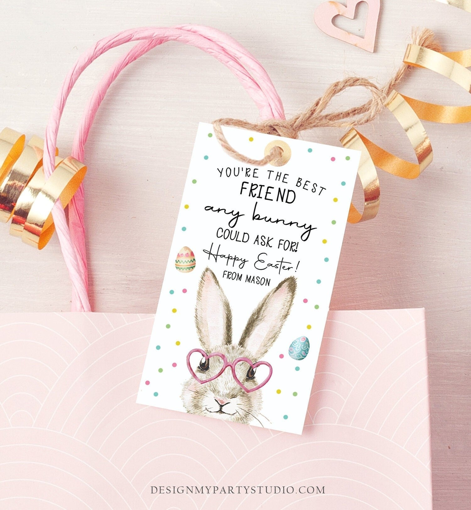Editable Easter Gift Tags Easter You're the Best Friend Any Bunny Could Ask For Favor Tags Classroom Kids Bunny Digital PRINTABLE 0449