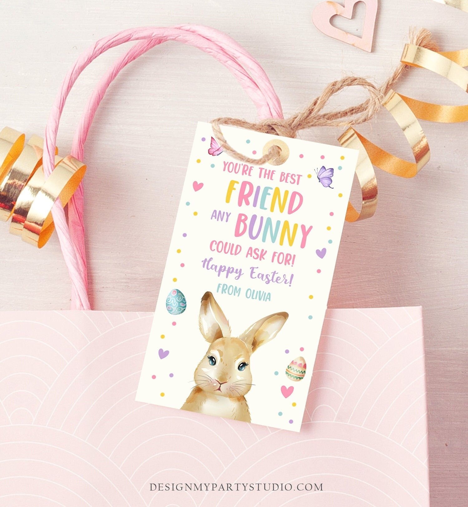 Editable Easter Gift Tags Easter You're the Best Friend Any Bunny Could Ask For Favor Tags Classroom Kids Bunny Digital PRINTABLE 0449