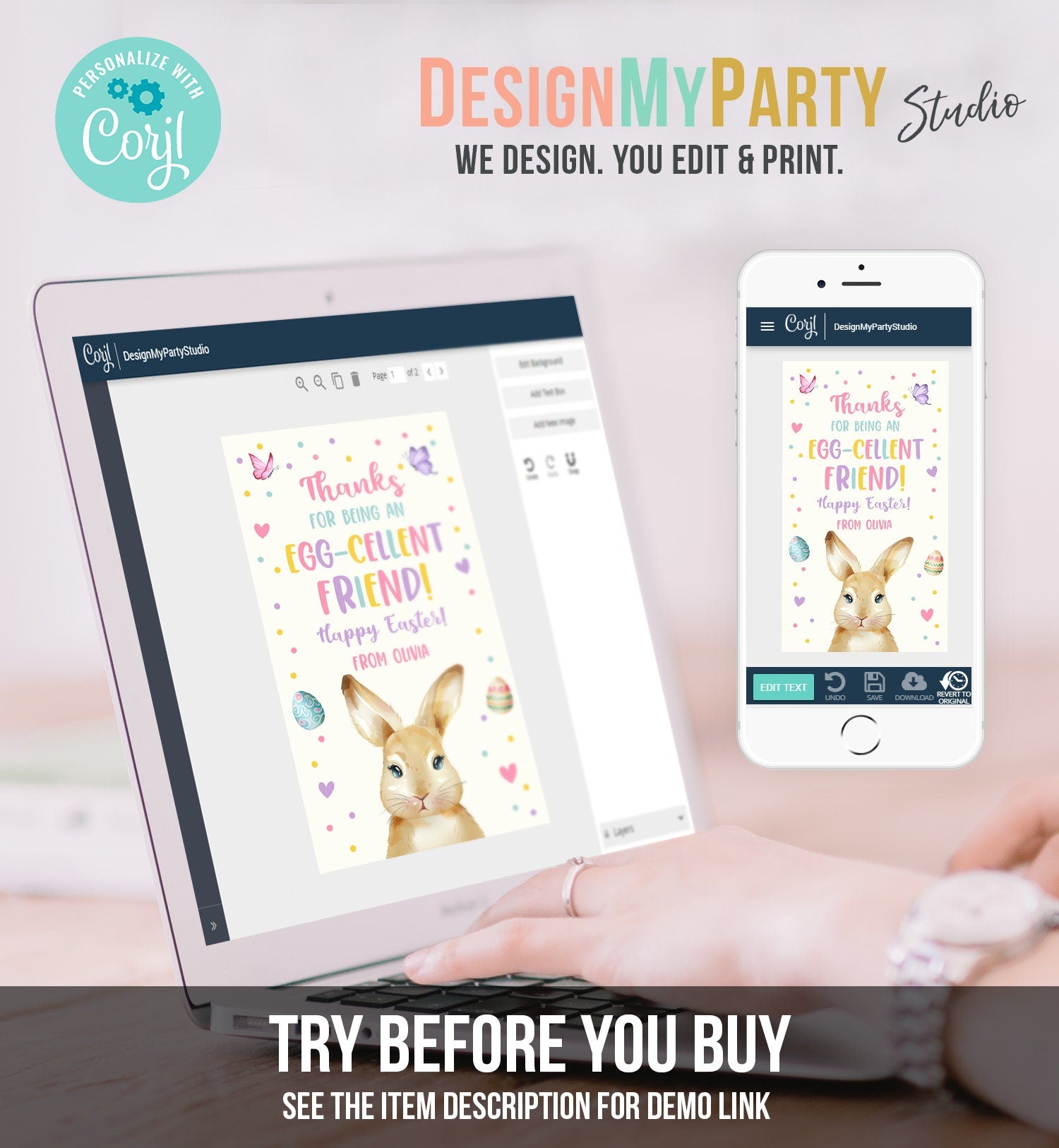 Editable Easter Friend Gift Tags Easter Eggcellent Friend Classroom Easter Favor Tags Kids Bunny Cookie Tag Kids Digital PRINTABLE 0449