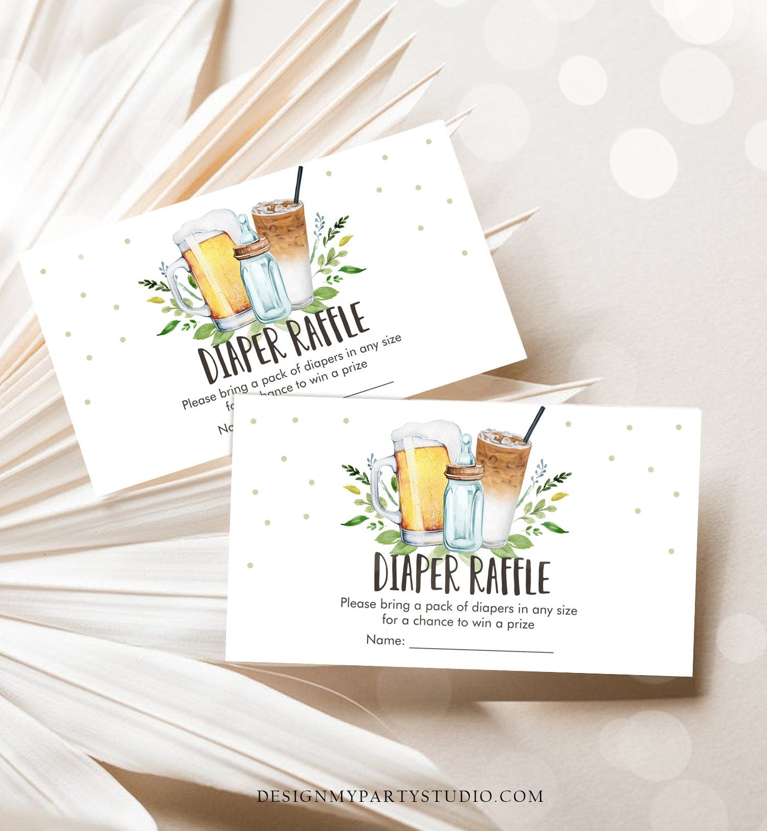 Editable Diaper Raffle Ticket Diaper Game Card Baby is Brewing Baby Shower Beers and Bottles Digital Download Template Printable 0190