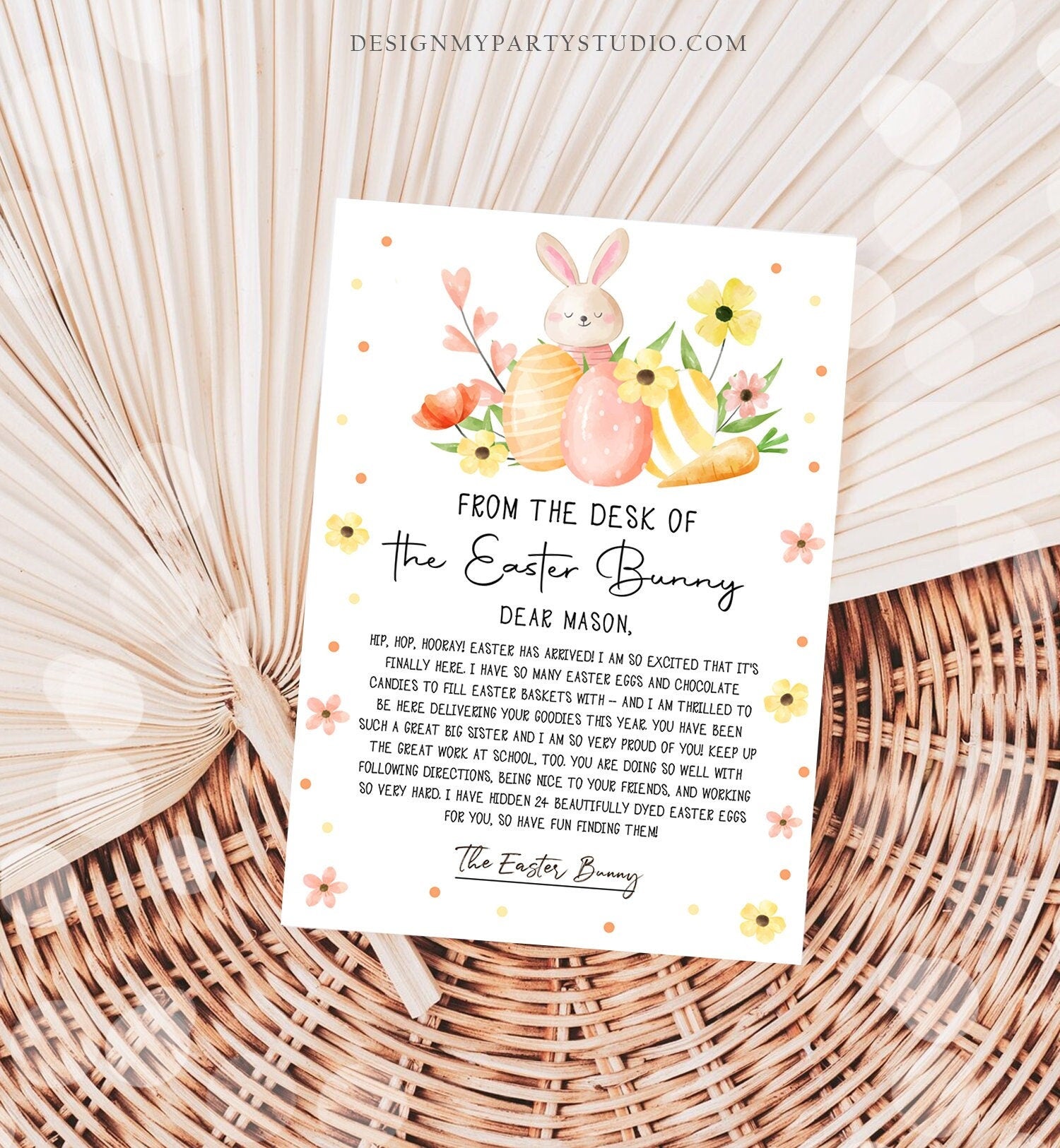 Editable Easter Bunny Letter Return Letter From The Desk Of Easter Letter Kids Easter Bunny Note Personalized Printable Template 0449