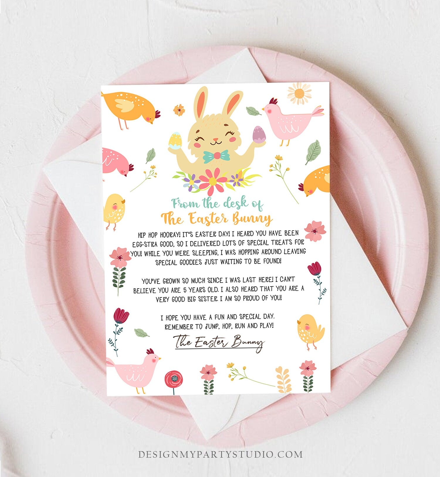 Editable Easter Bunny Letter Return Letter From The Desk Of Easter Letter Kids Easter Bunny Note Personalized Printable Template 0449