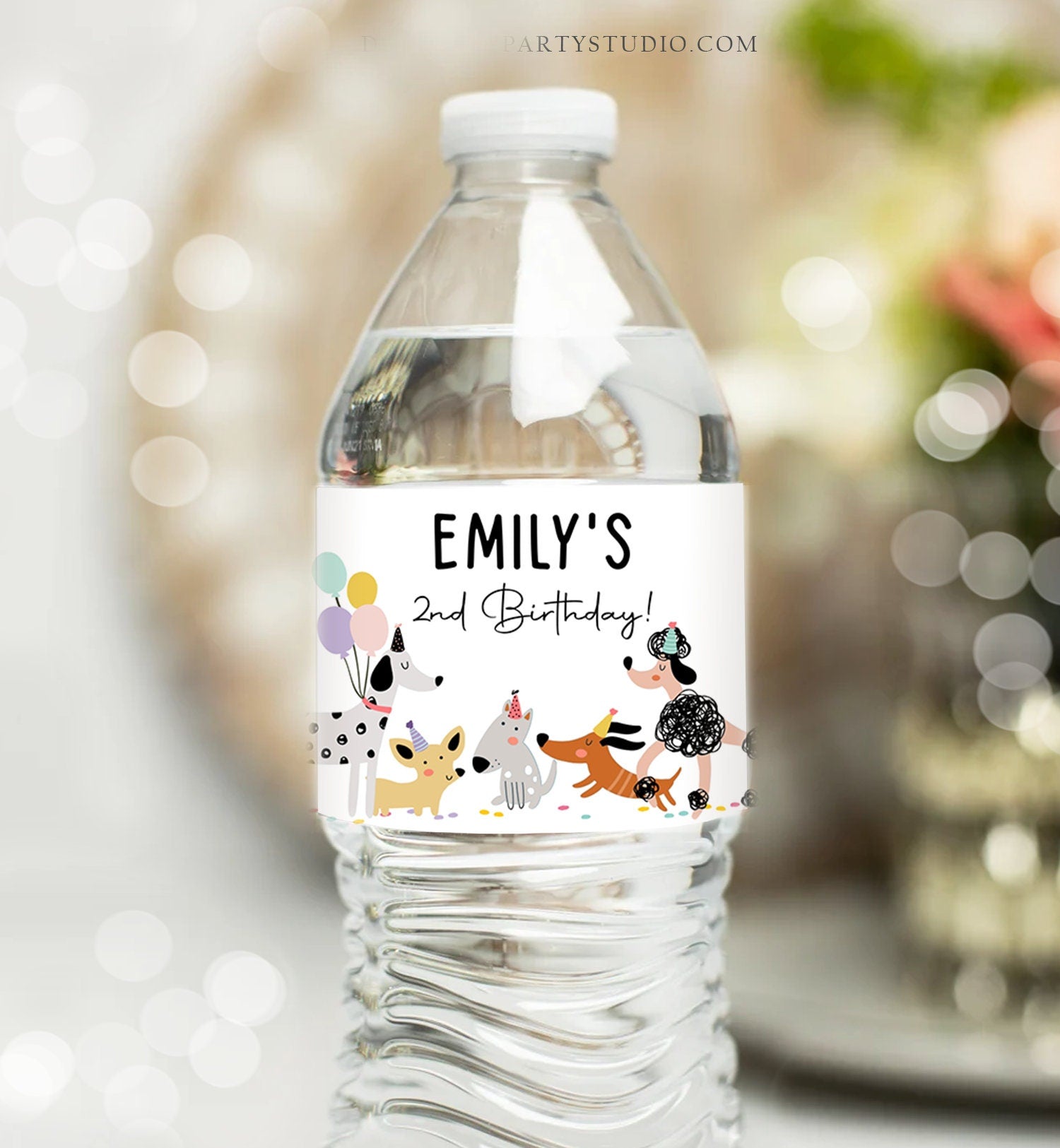 Editable Dog Water Bottle Labels Dog Birthday Puppy Party Doggy Pet Vet Pawty Birthday Decor Girl Printable Bottle Wrap Template Corjl 0429
