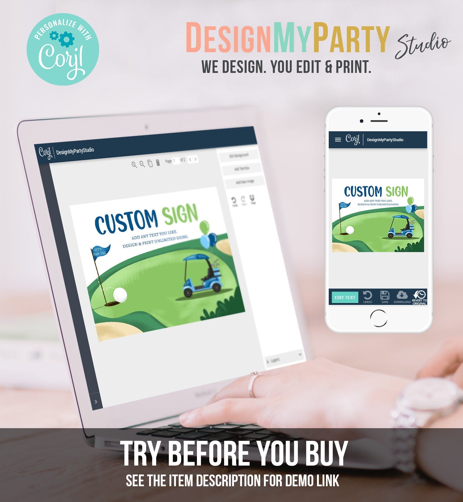Editable Custom Sign Golf Birthday Party Sign Hole in One Birthday Par-tee Golf Table Sign Decoration 10x8 Instant Download PRINTABLE 0405