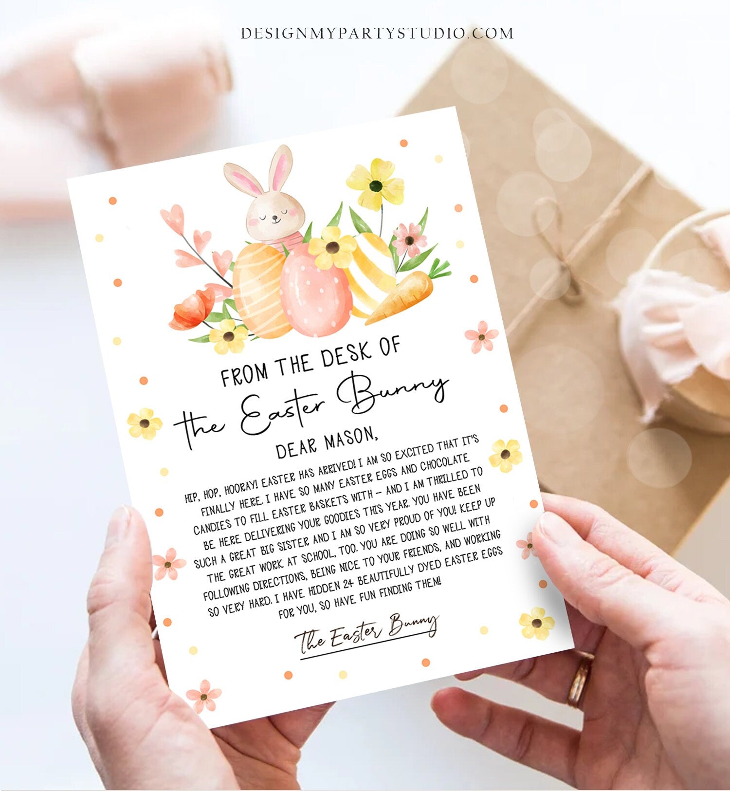 Editable Easter Bunny Letter Return Letter From The Desk Of Easter Letter Kids Easter Bunny Note Personalized Printable Template 0449