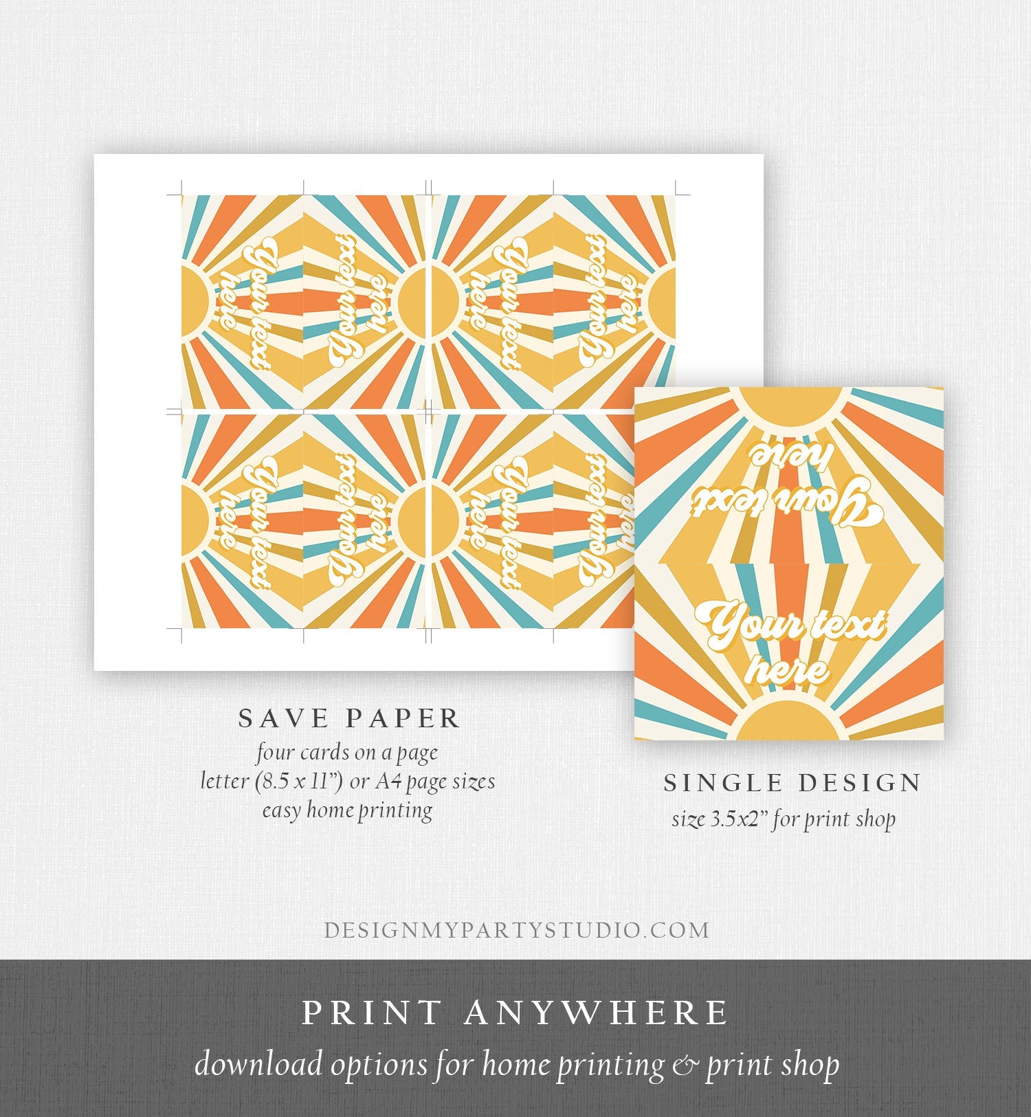 Editable Food Labels Sun Birthday Boho Sun Food Labels Place Tent Trip Around the Sun Ray of Sonshine Shower Digital Template Printable 0457