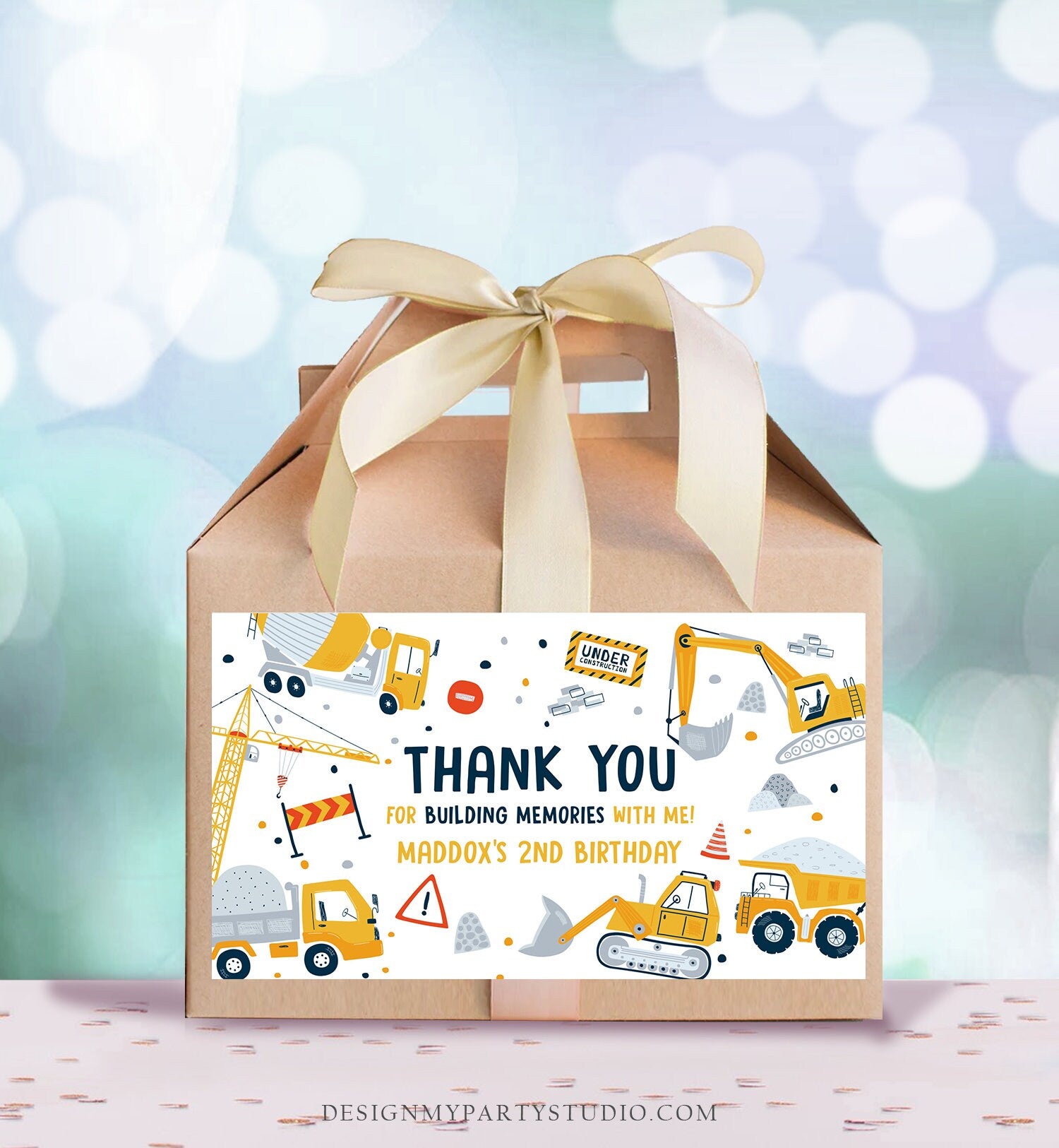 Editable Construction Birthday Party Favor Construction Gable Box Toolbox Favor Box Dump Truck Digger Digital Download Printable 0458