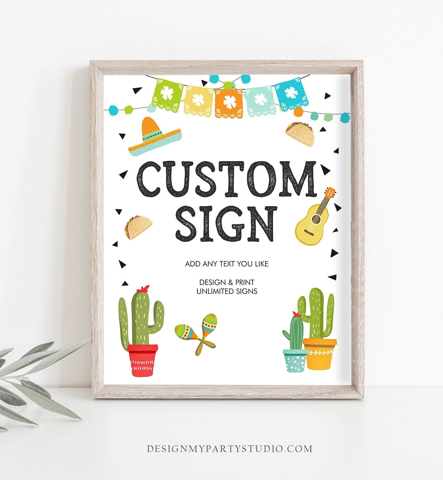 Editable Custom Sign Fiesta Cactus Sign Fiesta Decor Succulent Table Sign Shower Decor Mexican Boy Digital Download Template Printable 0161