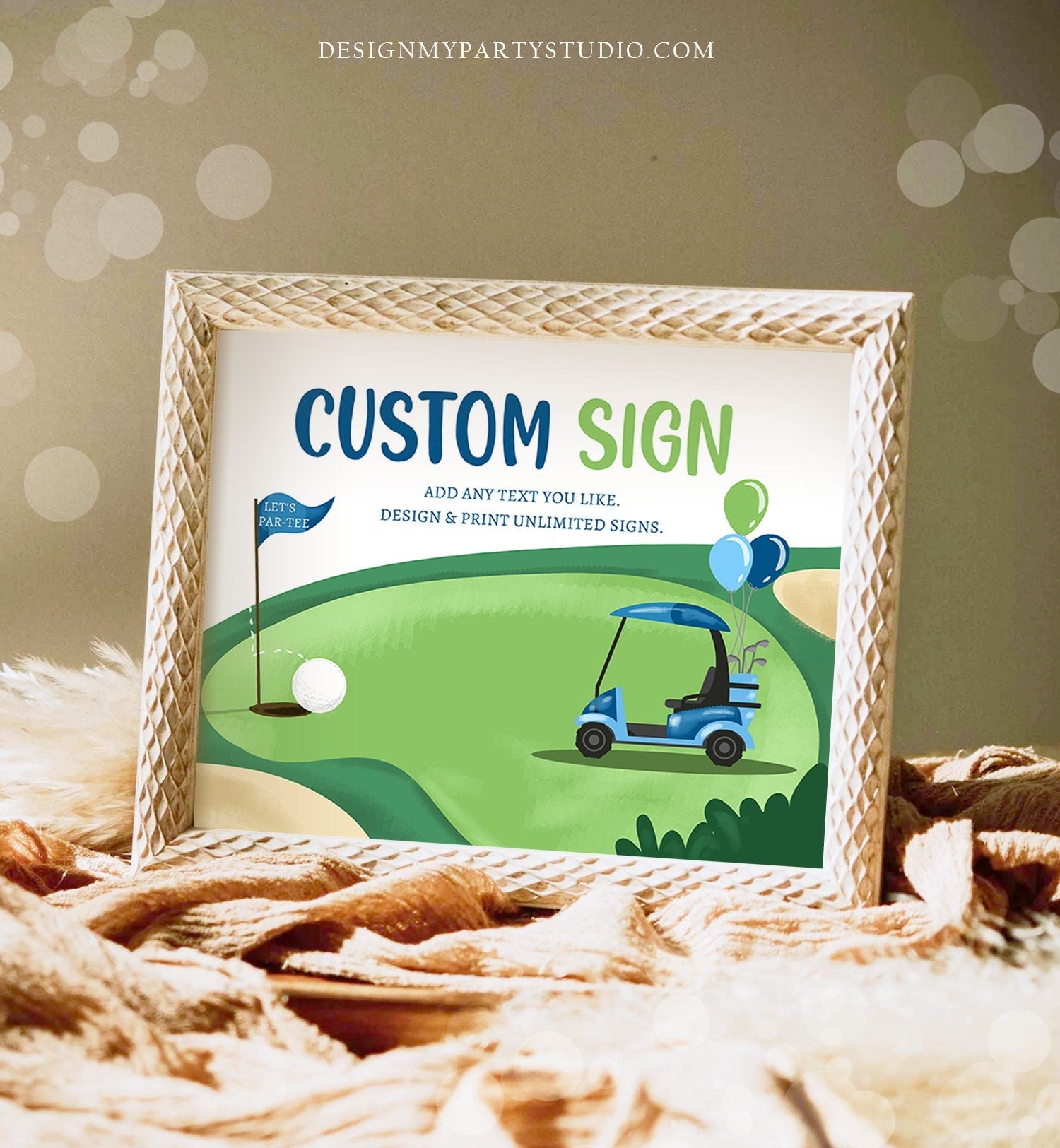 Editable Custom Sign Golf Birthday Party Sign Hole in One Birthday Par-tee Golf Table Sign Decoration 10x8 Instant Download PRINTABLE 0405