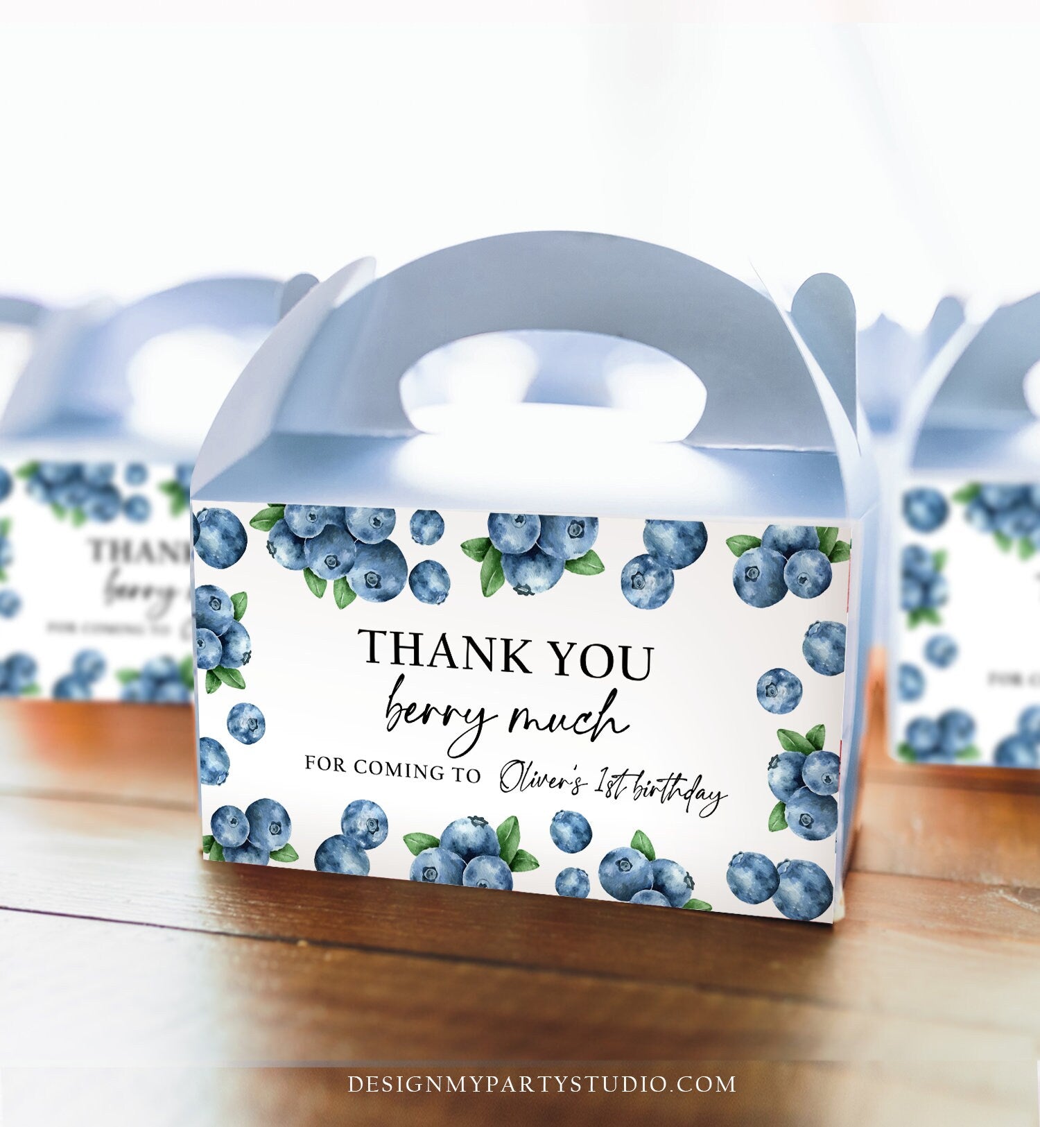 Editable Blueberry Gable Gift Box Label 1st Birthday Berry First Favors Treat Box Label Berry Sweet Party Boy Download Printable Corjl 0399