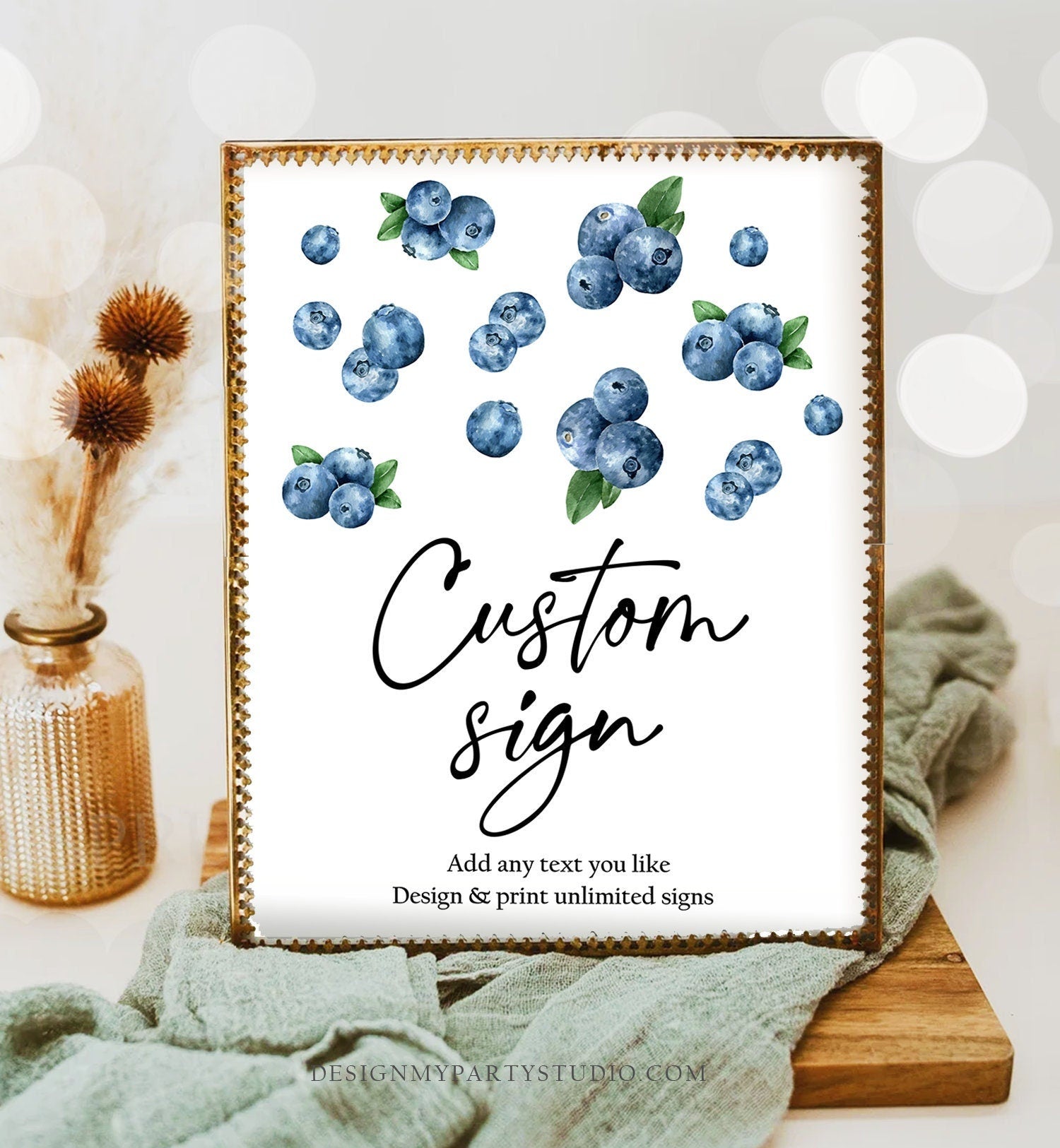 Editable Custom Sign Berry First Birthday Sign Berry Sweet Party Decor Boy Blueberries Blueberry Market Digital Download Printable 0399