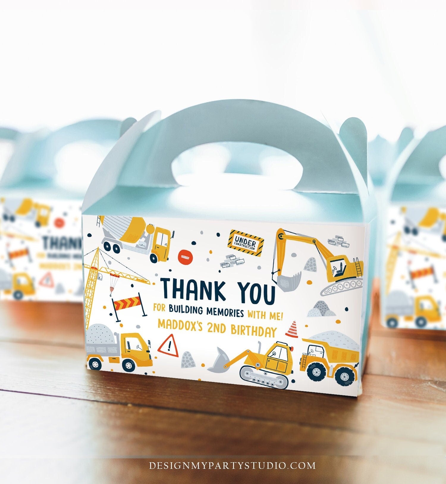 Editable Construction Birthday Party Favor Construction Gable Box Toolbox Favor Box Dump Truck Digger Digital Download Printable 0458