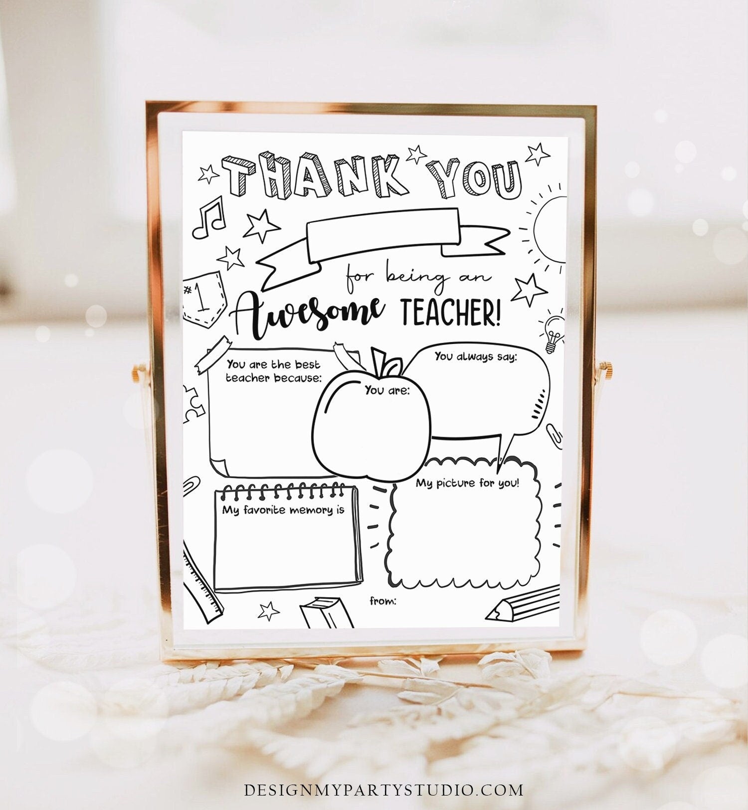 Teacher Appreciation Week Printable Teacher Appreciation Coloring Page Teacher Gift Teach Thank You All About My Teacher Printable 0464