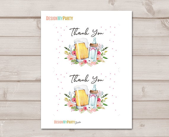 Brewing Thank you Card A Baby is Brewing Thank You Note 4x6" Love is Brewing Beer Baby Shower Girl Pink Couples Shower Instant Download 0190