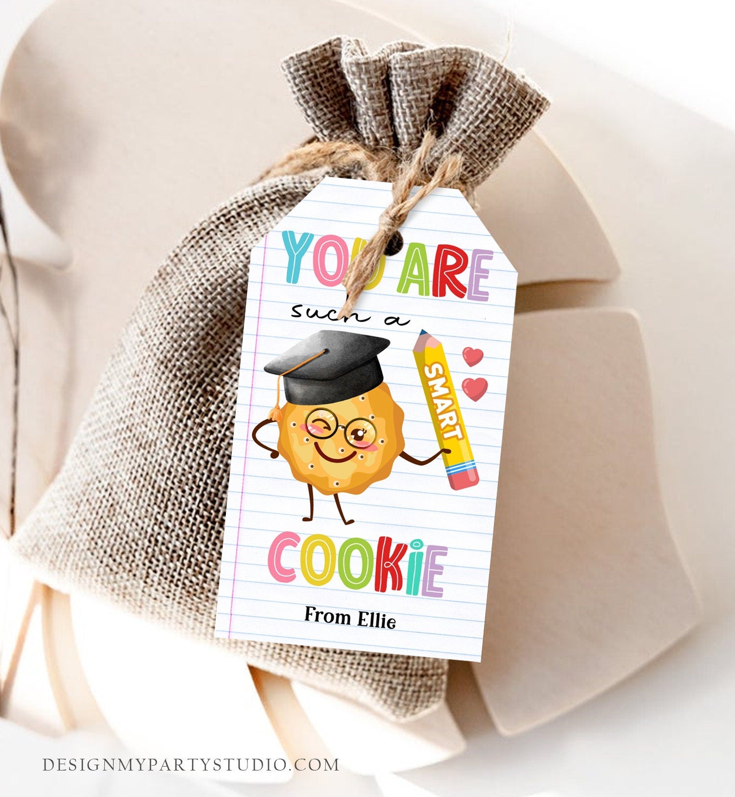 Editable You Are Such a Smart Cookie Tag Graduation Tag Teacher Tag End of School Classroom Chip Cookie Tag Digital Template Printable 0464