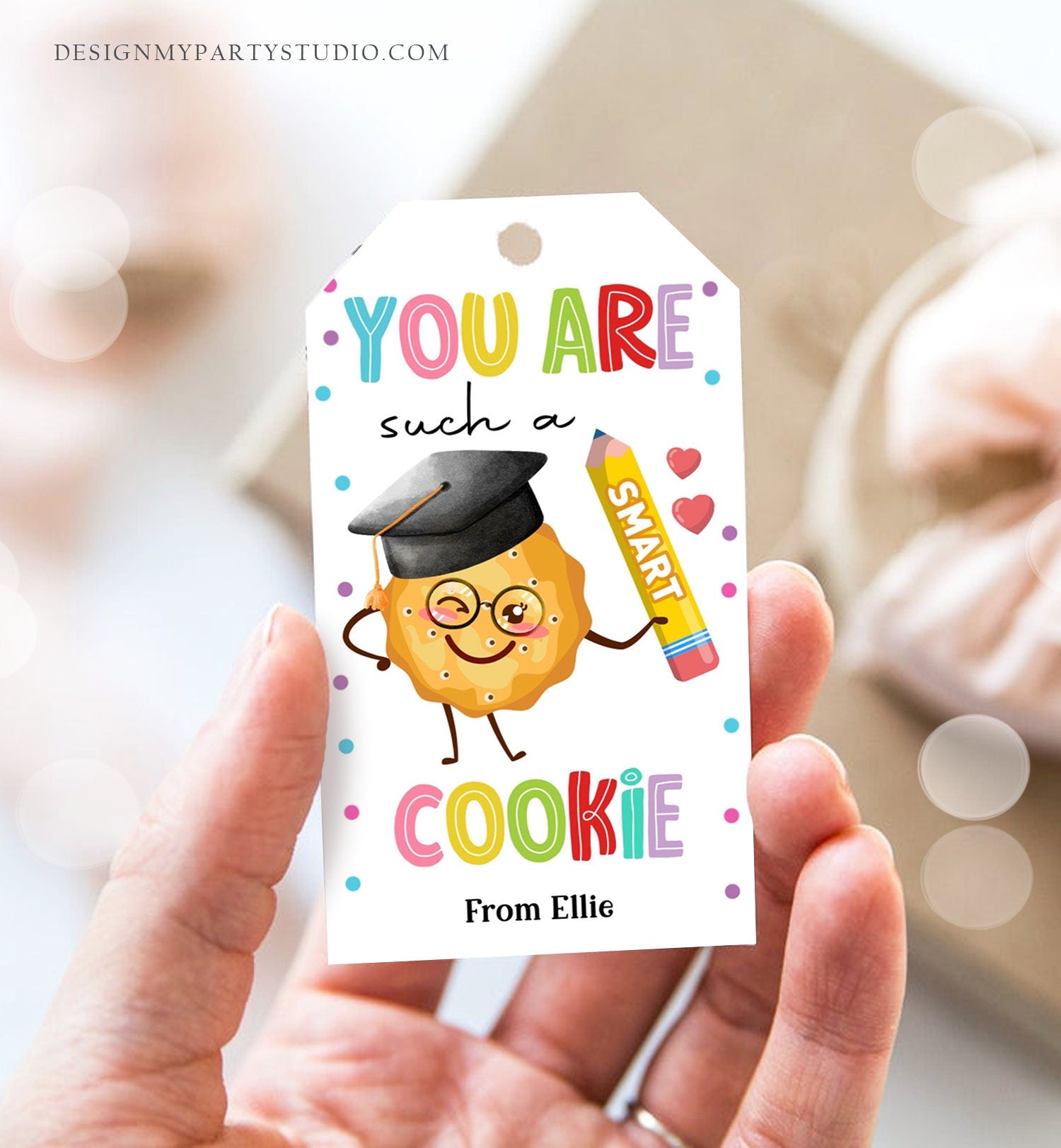 Editable You Are Such a Smart Cookie Tag Graduation Tag Teacher Tag End of School Classroom Chip Cookie Tag Digital Template Printable 0464