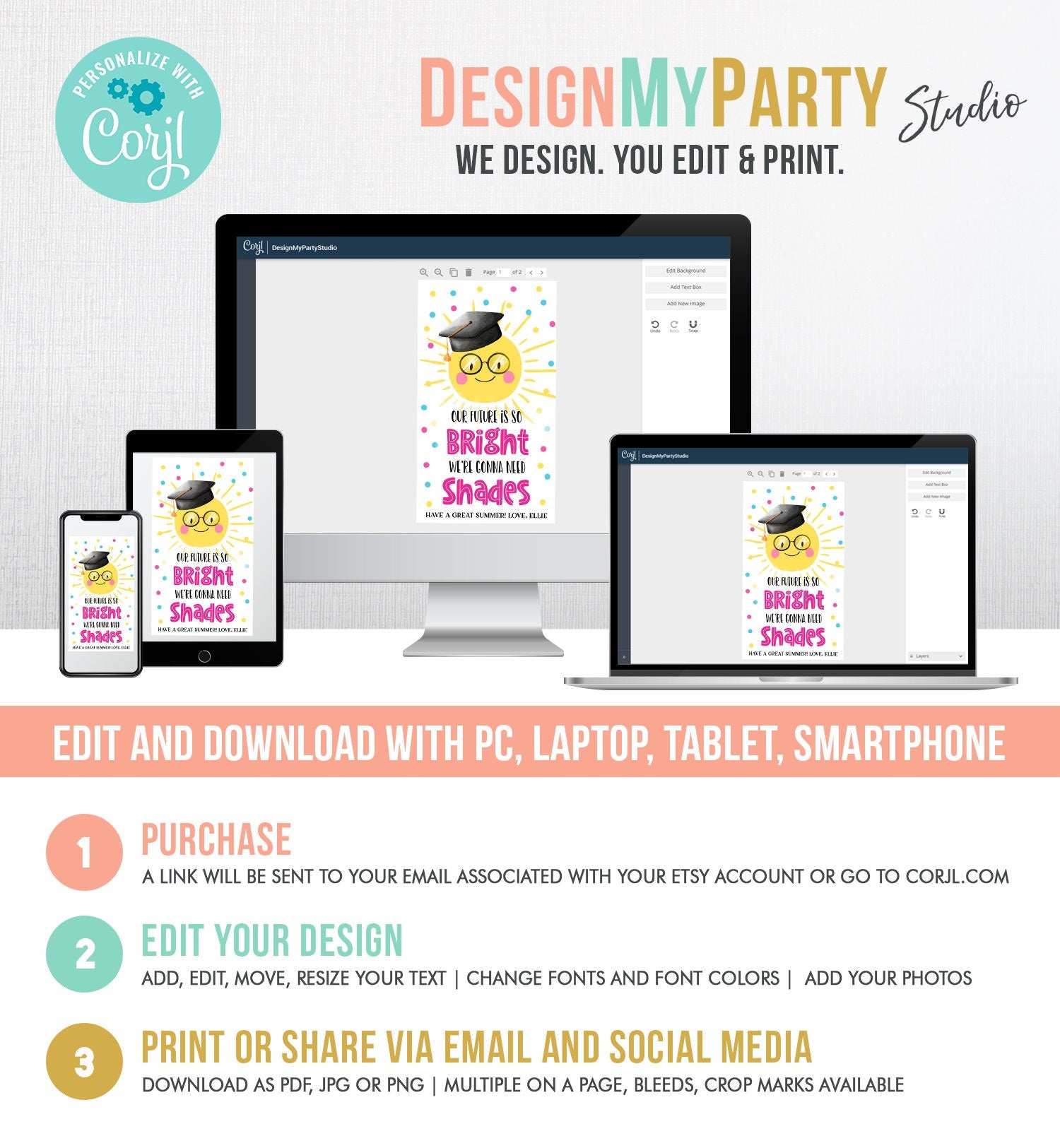 Editable Graduation Favor Tag Teacher Tag Future So Bright We're Gonna Need Shades Preschool Graduation Kids Digital Template Printable 0464