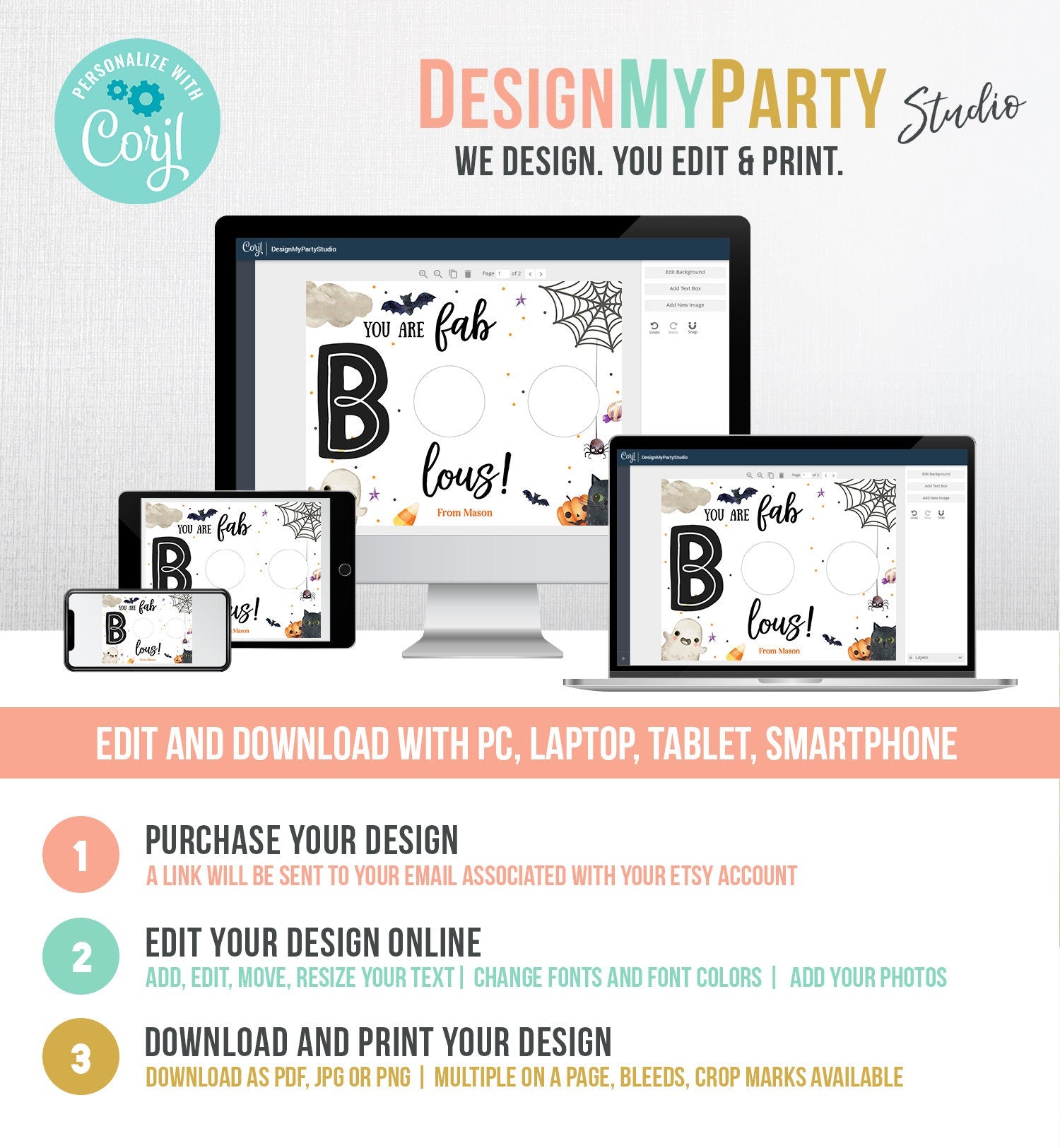 Editable Halloween Favor Card Halloween Gift Tag Trick Or Treat Halloween School Treat BOO Digital Download Template Printable 0261