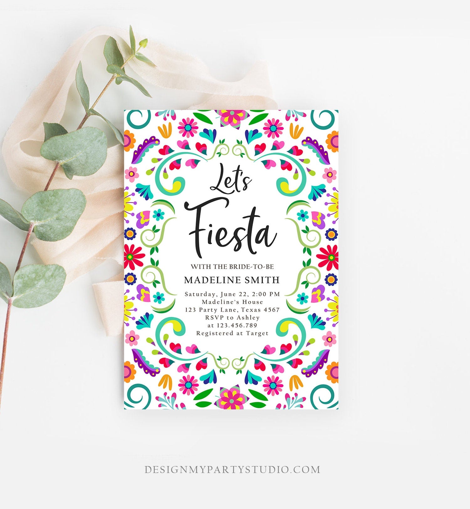 Editable Fiesta Bridal Shower Invitation Couples Shower Mexican Bridal Shower Mexico Floral Pink Digital Download Template Printable 0466