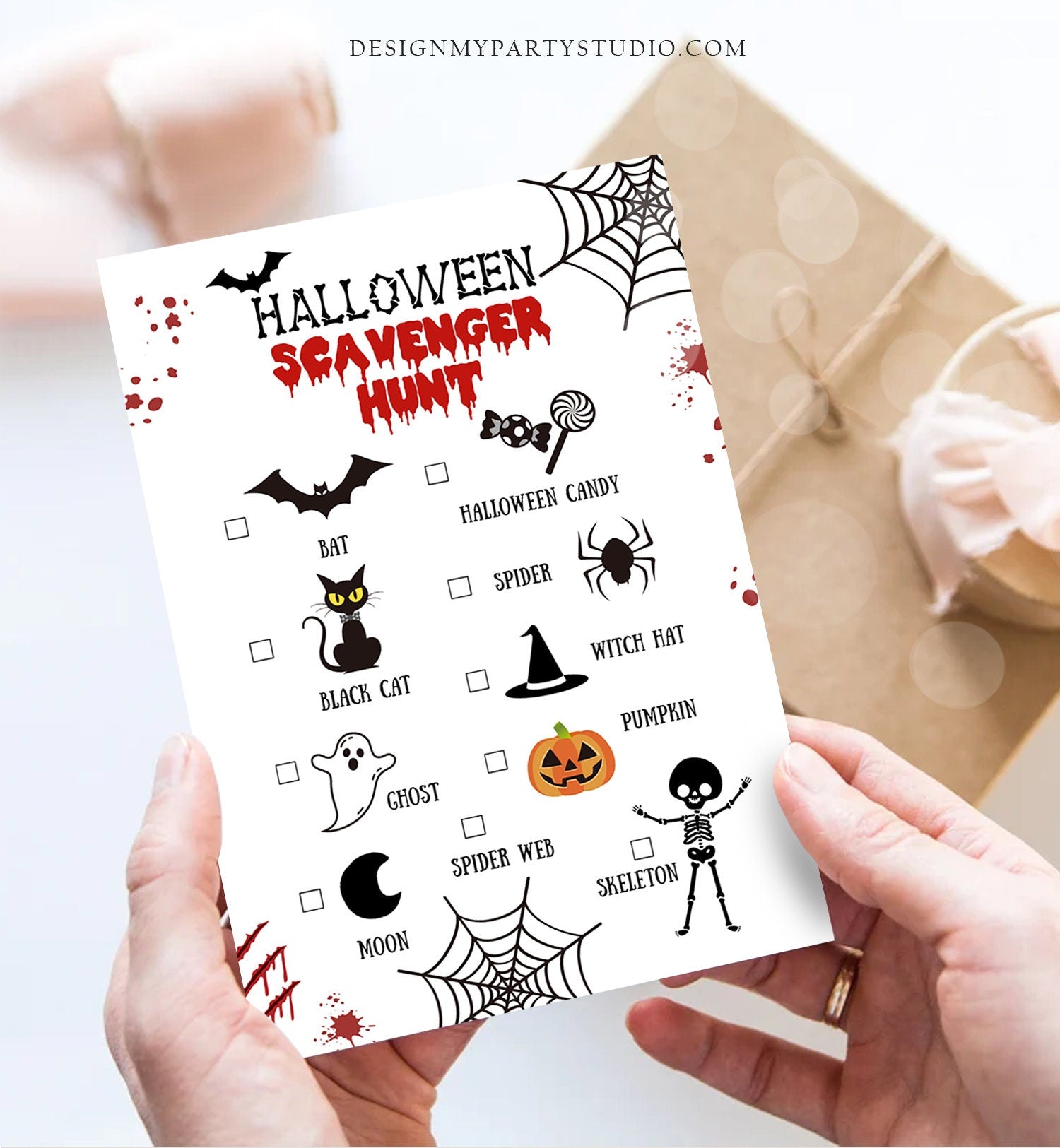 Editable Halloween Scavenger Hunt Halloween Party Game for Kids Classroom Office Party Neighborhood Digital Download Template Printable 009