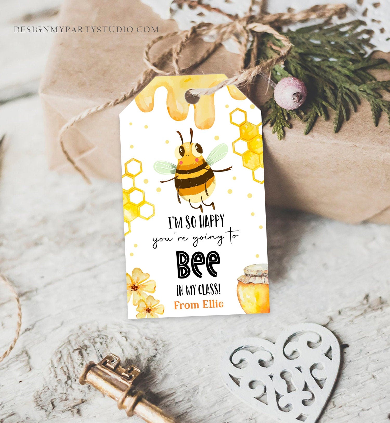 Editable Back to School Treat Tags Classroom Bee in My Class First Day of School Favor Tag Honey Gift Tag Digital Template Printable 0464