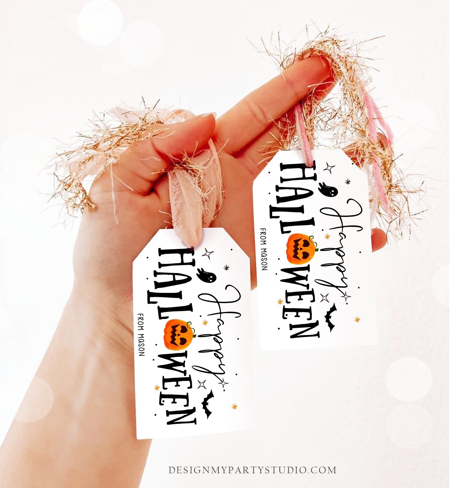 Editable Happy Halloween Gift Tag Trick Or Treat Favor Tag Ghost Pumpkin Halloween Treat Tag Digital Download Template Printable 0261
