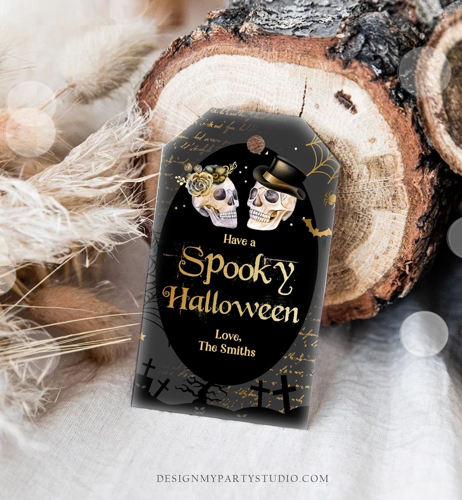 Editable Skeleton Halloween Gift Tags Spooky Halloween Party Favor Tags Skull Treat Tag Digital Download Template Printable 0261 0472 009