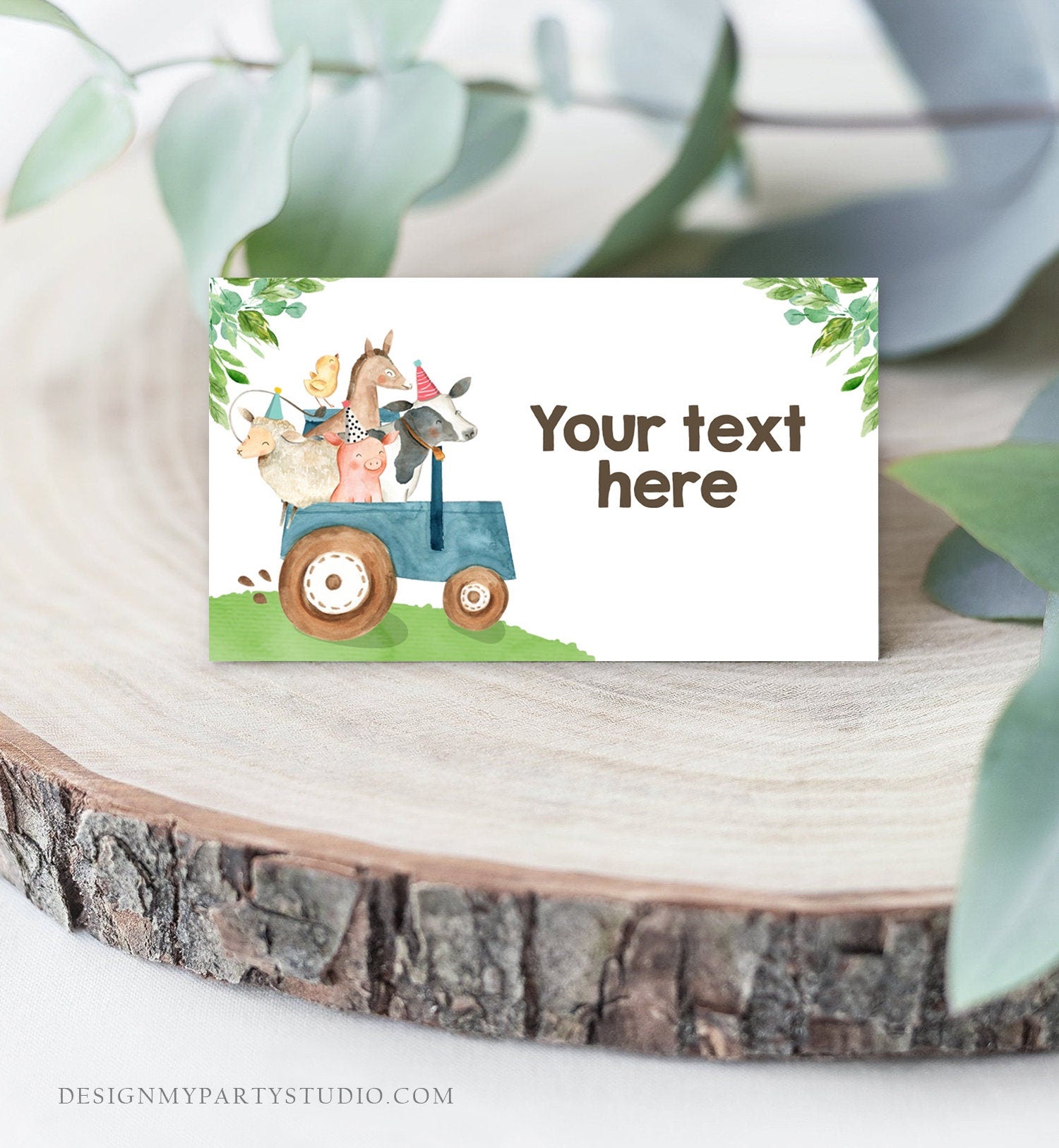 Editable Farm Animals Food Labels Barnyard Birthday Food Cards Tent Card Blue Farm Boy Shower Buffet Label Tent Card Template Printable 0155