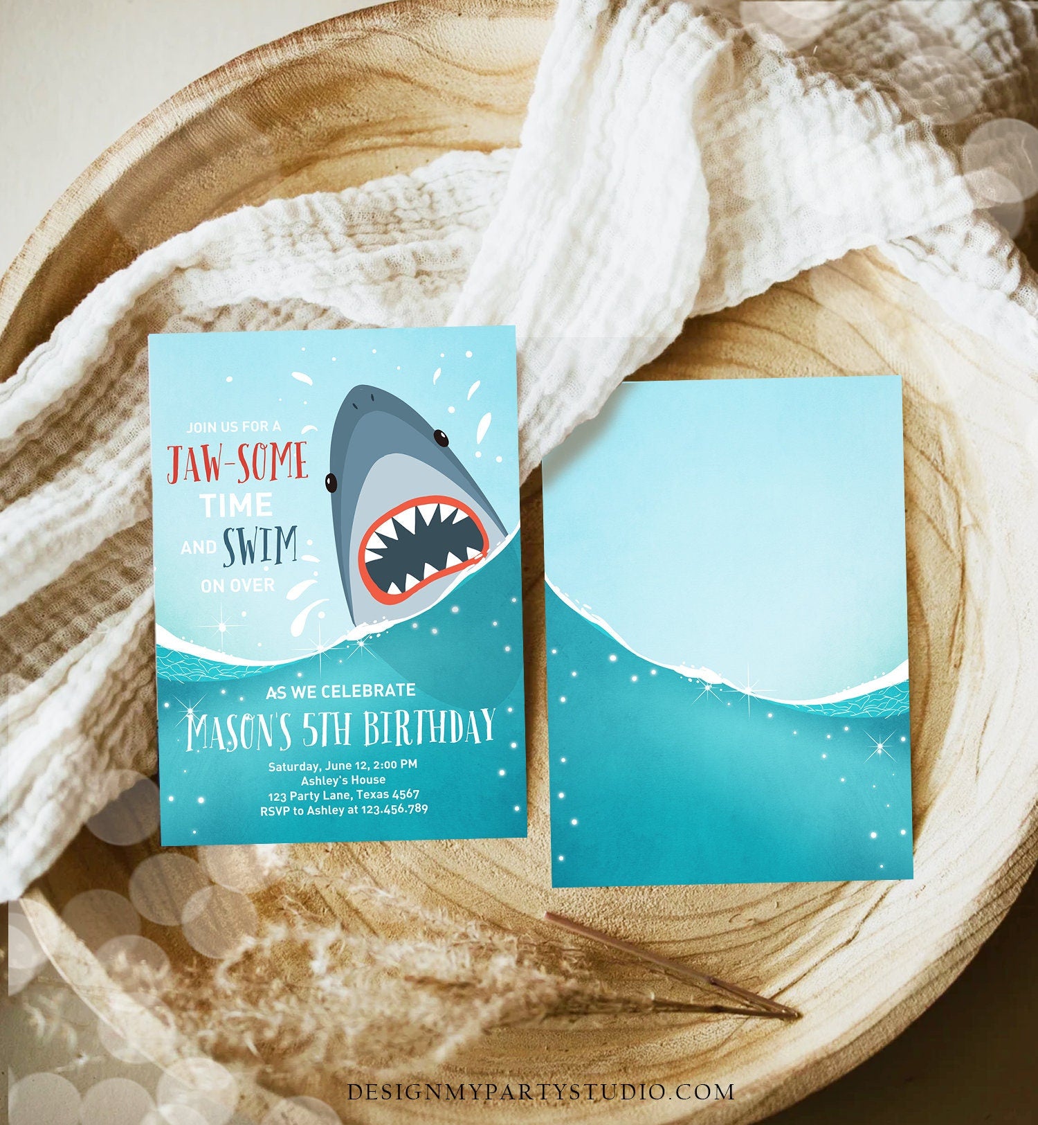 Editable Shark Birthday Invitation Shark Invitation Fintastic Shark Party Shark JawSome Under The Sea Download Printable Template Evite 0089