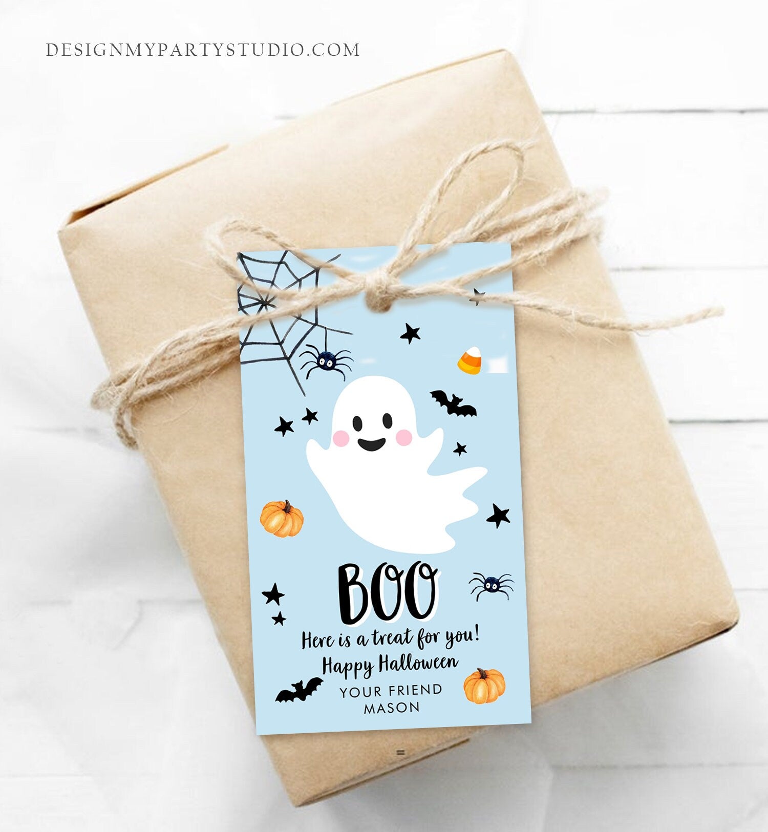 Editable Halloween Favor Tag Boo Gift Tag Costume Party Trick Or Treat Boy Blue Birthday Party Digital Download Template Printable 0418 0261