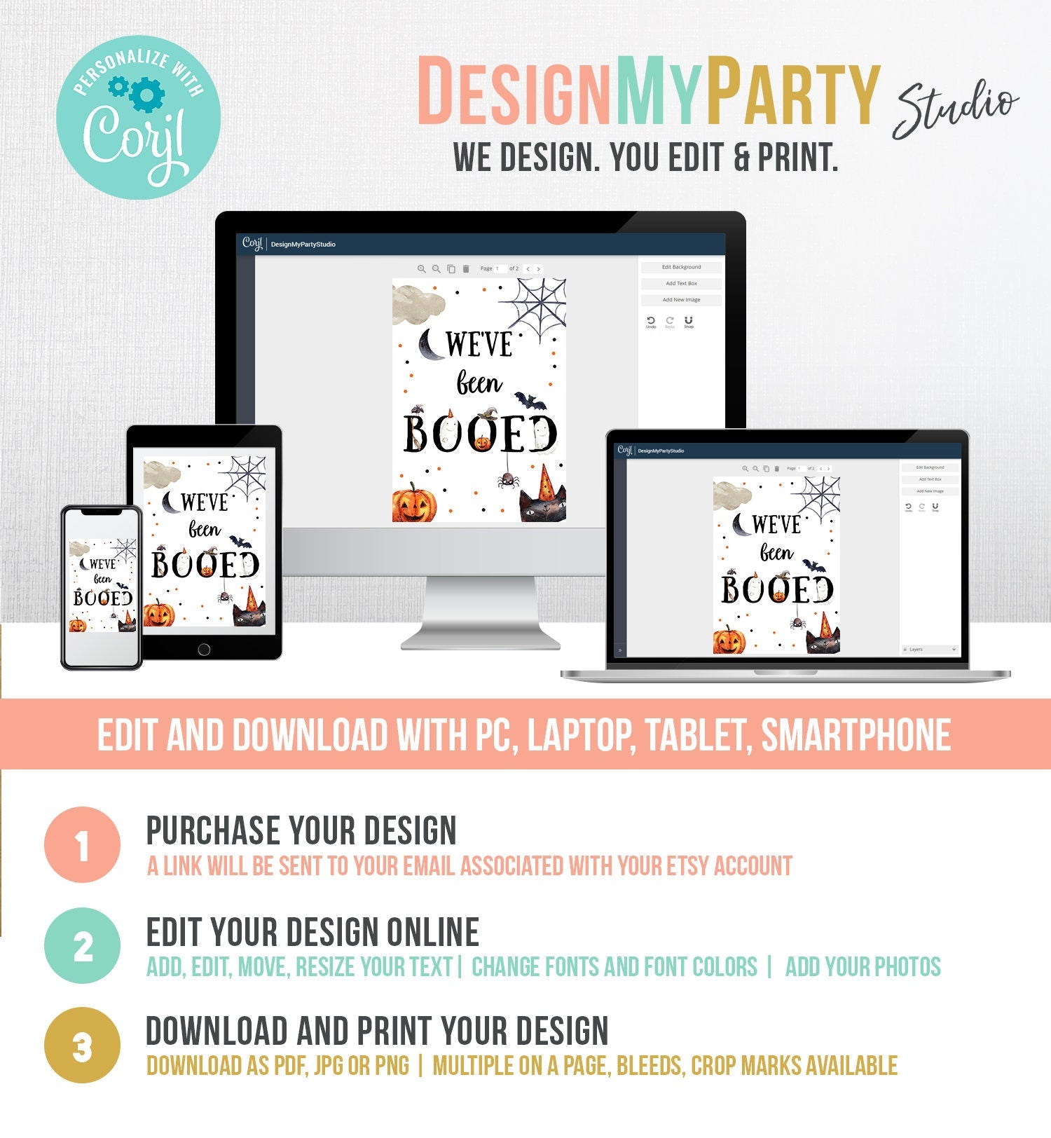 Editable You've Been Booed Halloween Game Printable We've Been Booed Neighborhood Halloween Activity Spooky Season Printable Template 0009