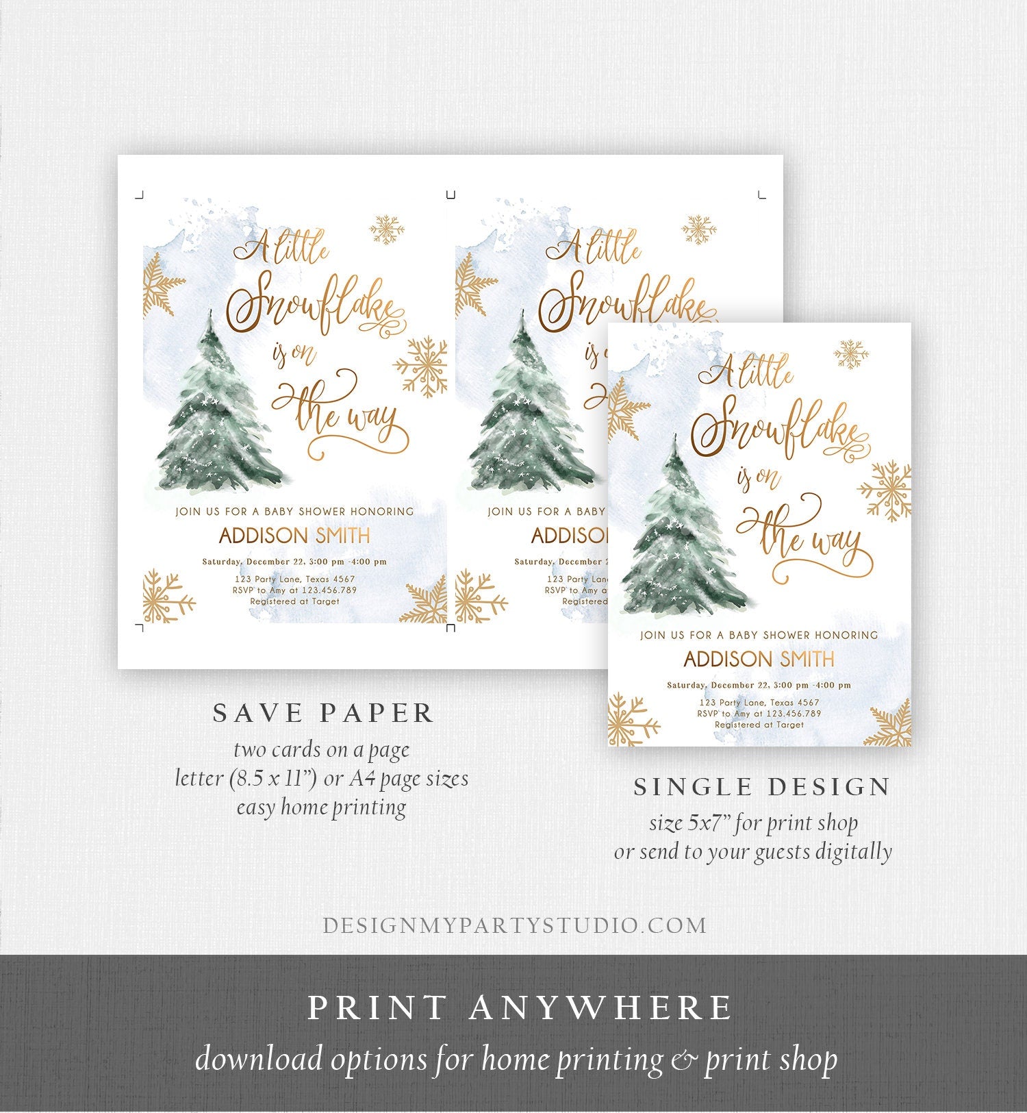 Editable Little Snowflake on The Way Baby Shower Invitation Winter Baby Shower Baby Its Cold Outside Digital Template Printable 0363